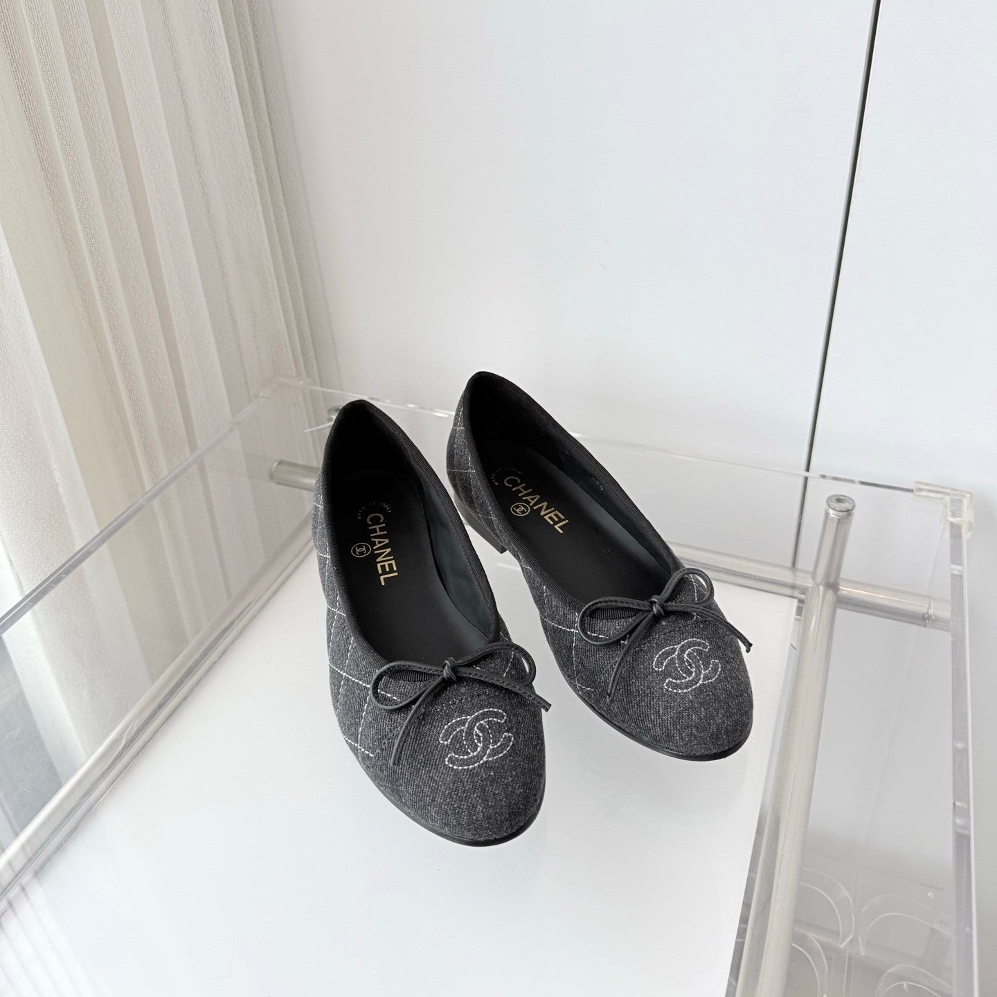 Chanel 2026 Ballet Flat Grey Denim 697395