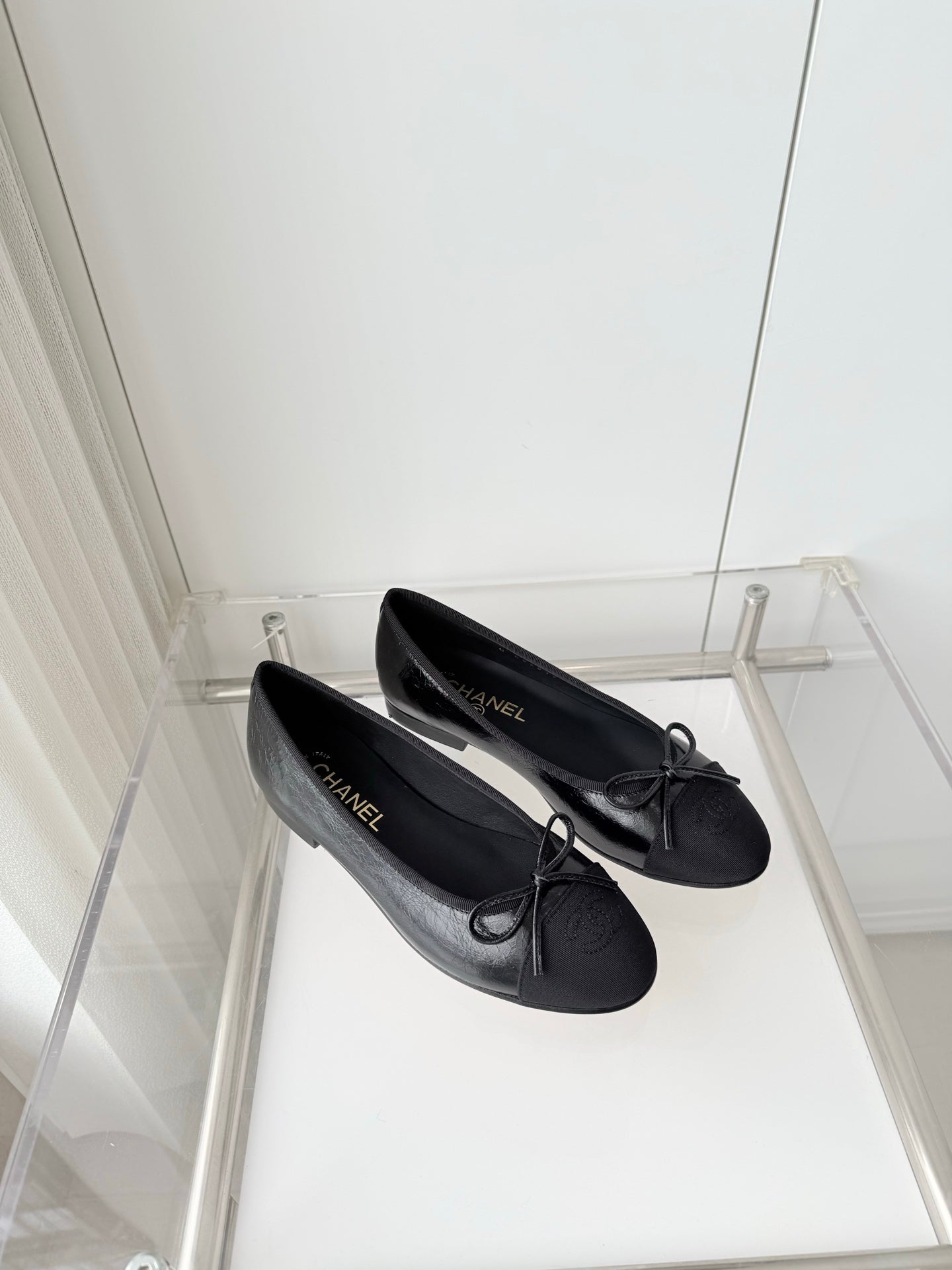 Chanel 2026 Ballet Flat Black Canvas Leather 697397