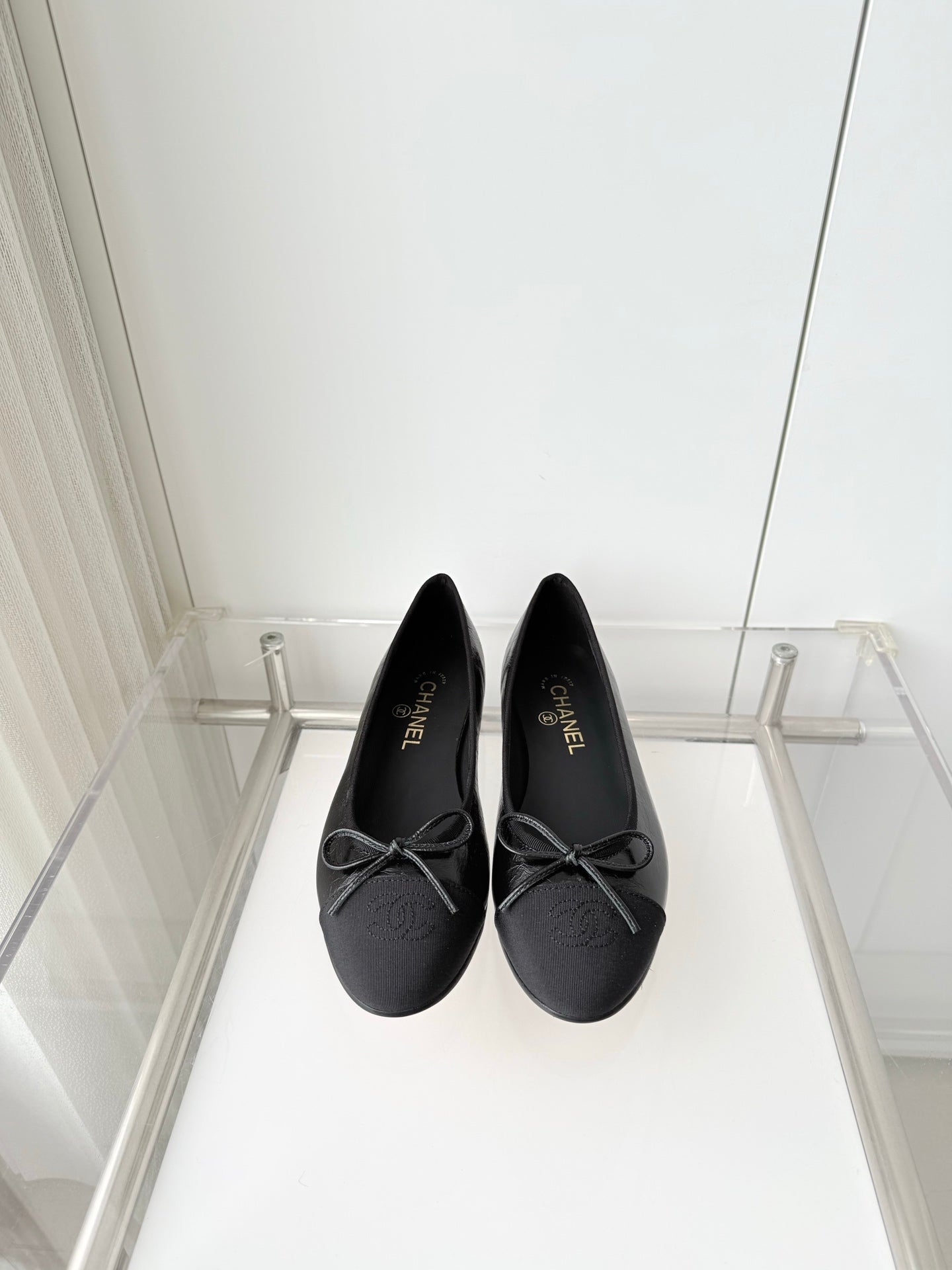 Chanel 2026 Ballet Flat Black Canvas Leather 697397