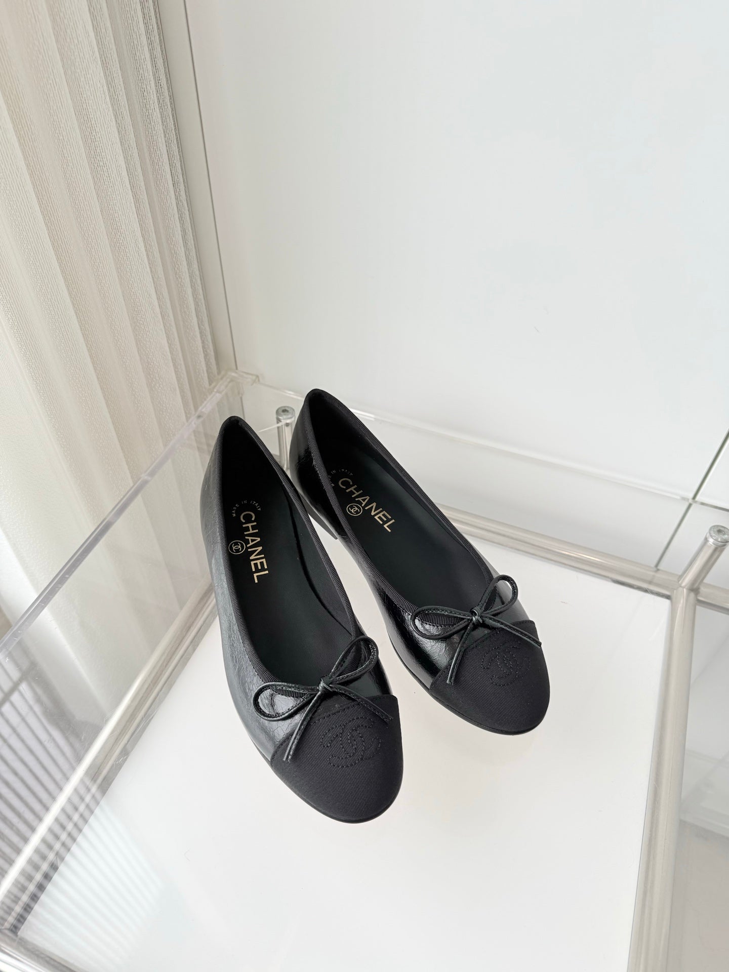Chanel 2026 Ballet Flat Black Canvas Leather 697397