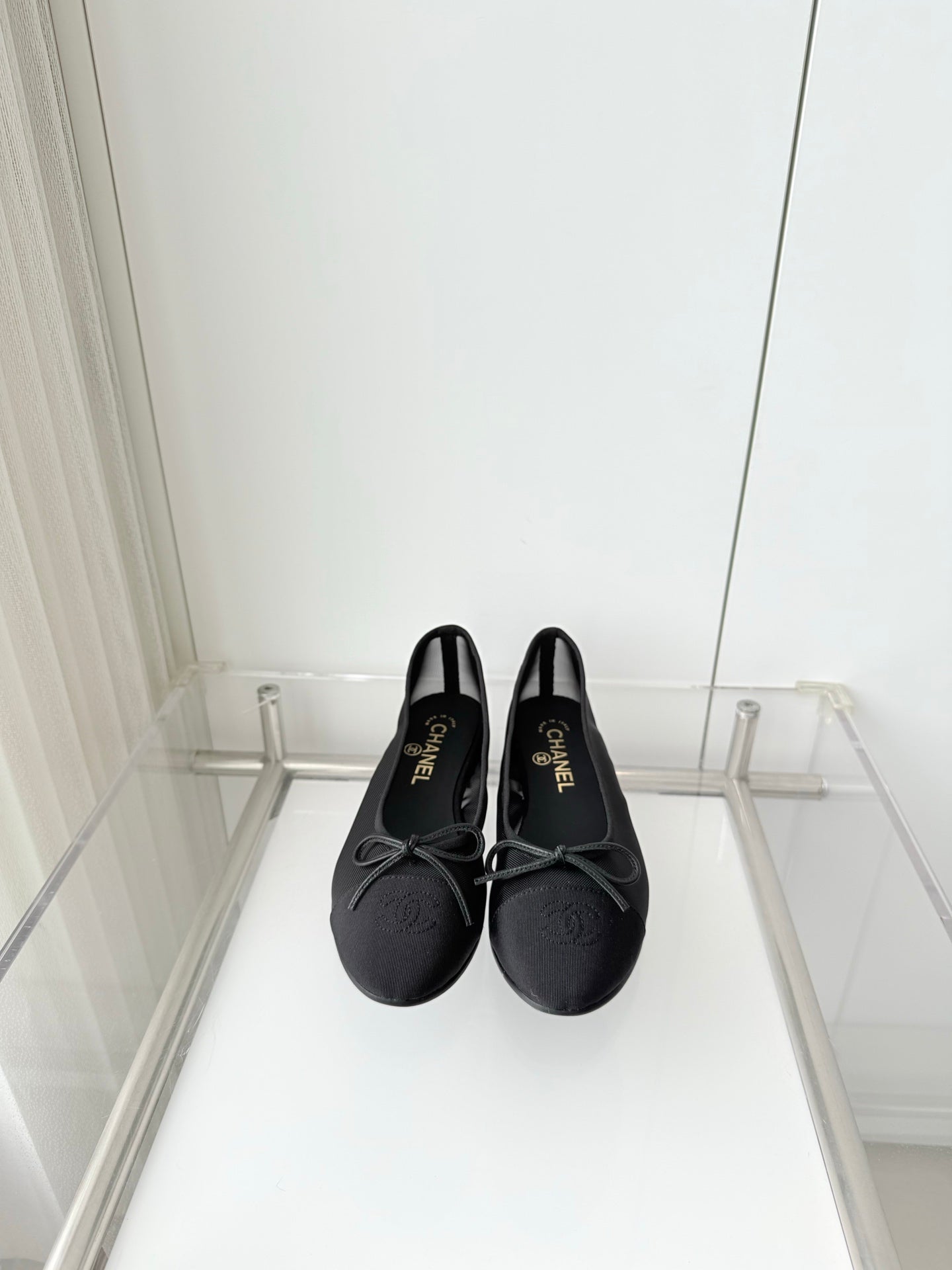 Chanel 2026 Ballet Flat Black Mesh Canvas 697398