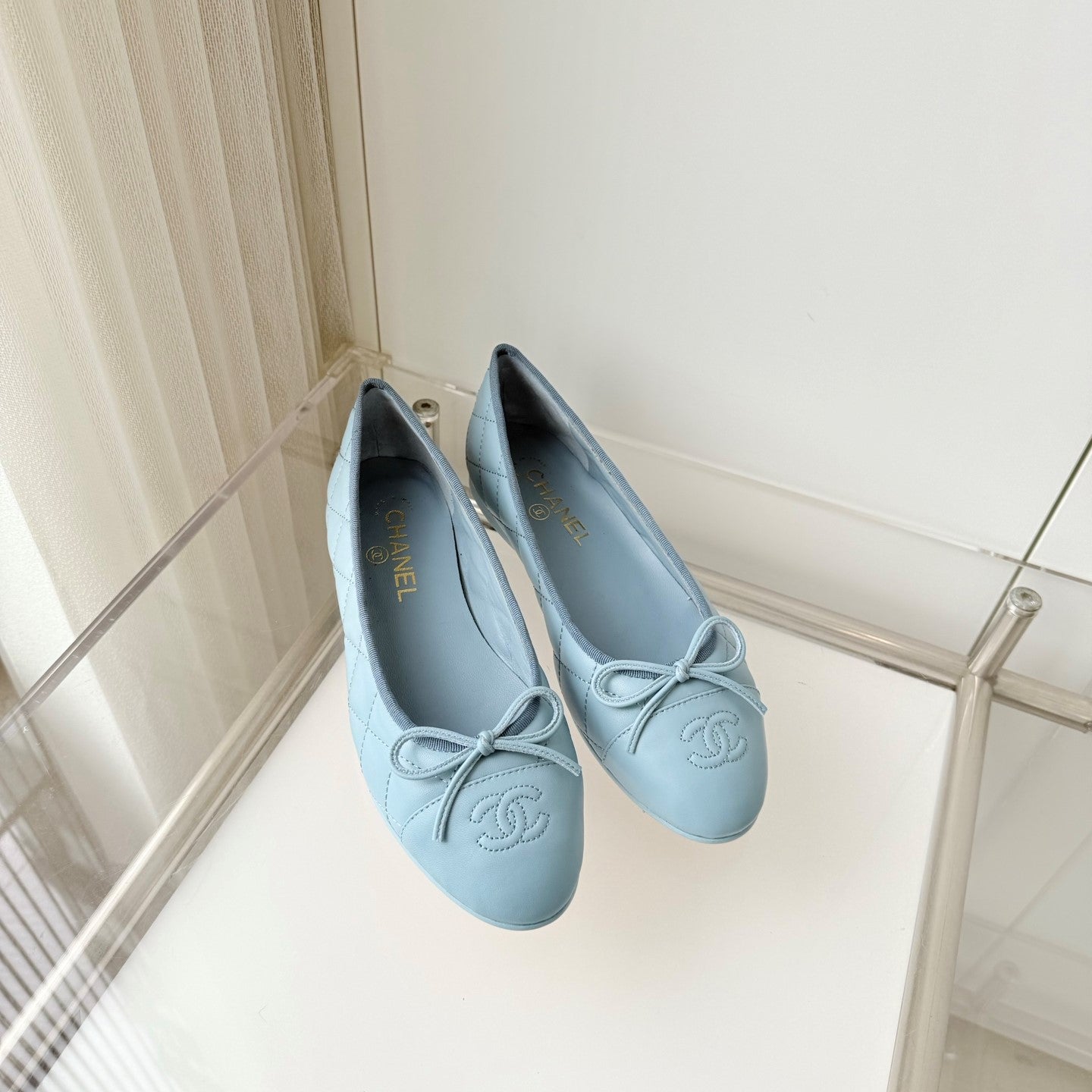 Chanel 2026 Ballet Flat Stale Blue Quited Lambskin 697406