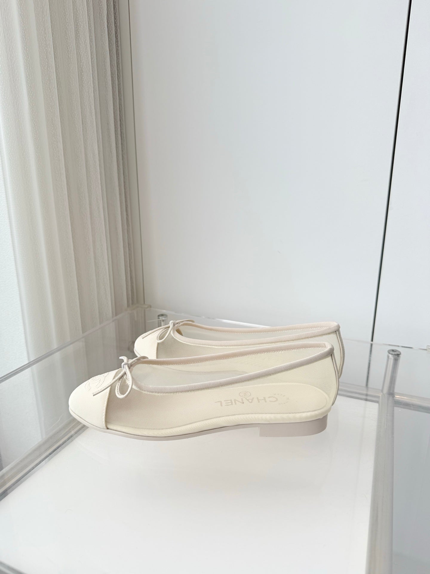Chanel 2026 Ballet Flat White Mesh Lambskin 697411