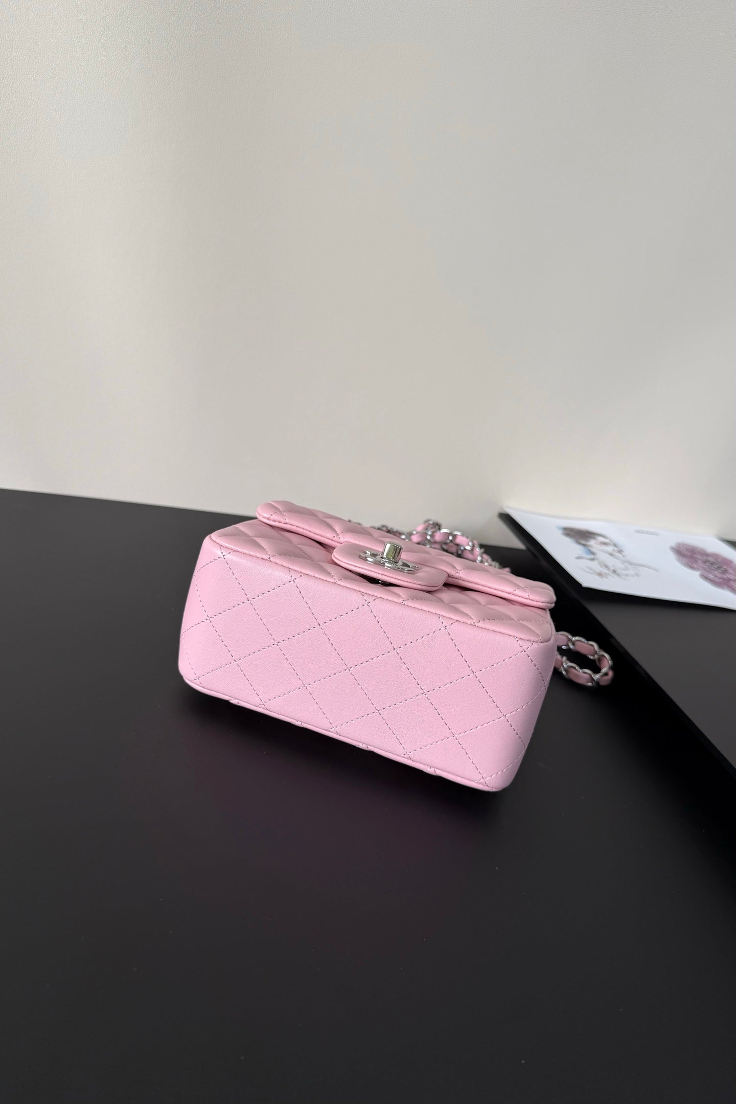 CC Flap Bag 17cm Pink Sheepskin SHW 284823