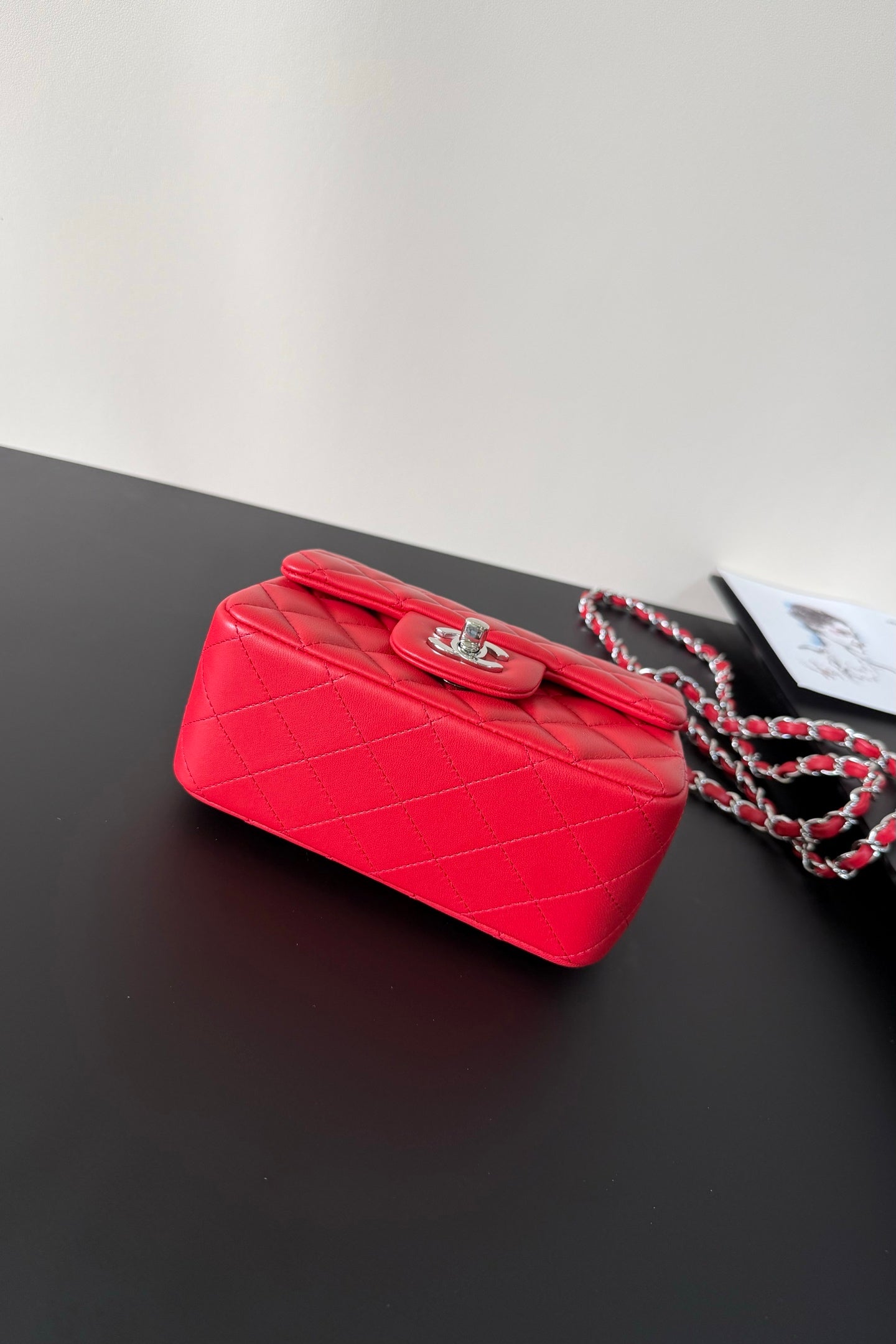 CC Flap Bag 17cm Red Sheepskin SHW 284828