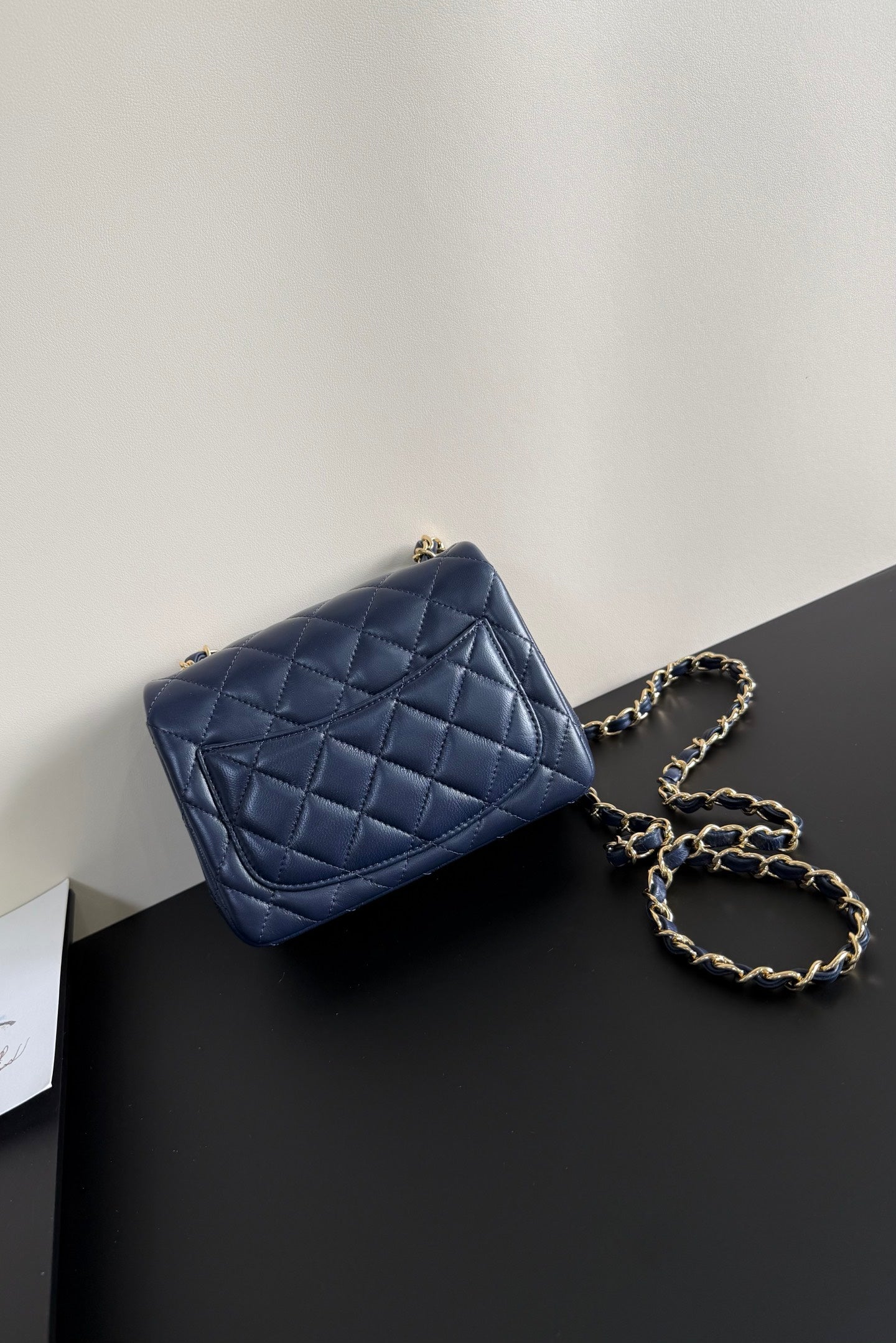 CC Flap Bag 17cm Navy Blue Sheepskin GHW 284841