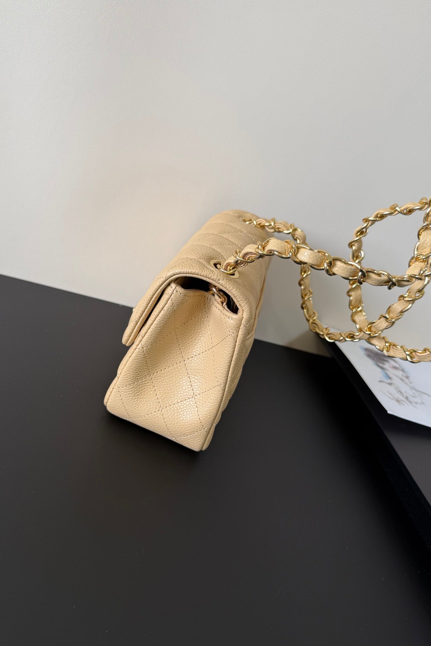 CC Flap Bag 17cm Beige Caviar GHW 284751