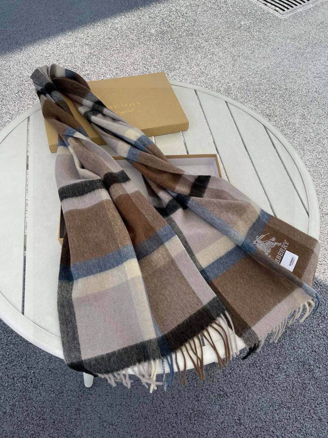 BBR Long Scarf 30*180cm Black Grey Brown Cashmere 168152