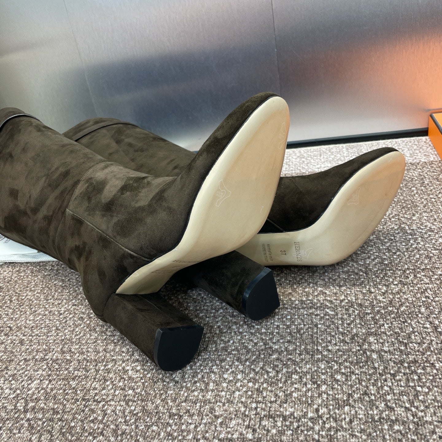 HM 25 Knee-High Boots Dark Brown Suede 508504