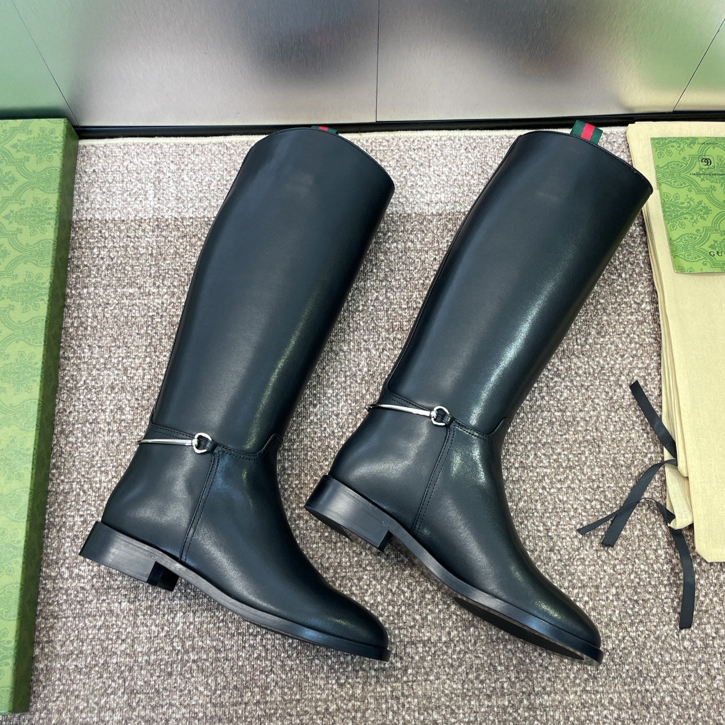 GG Women's Boot With Slim Horsebit 2.5cm Black  Leather 508911
