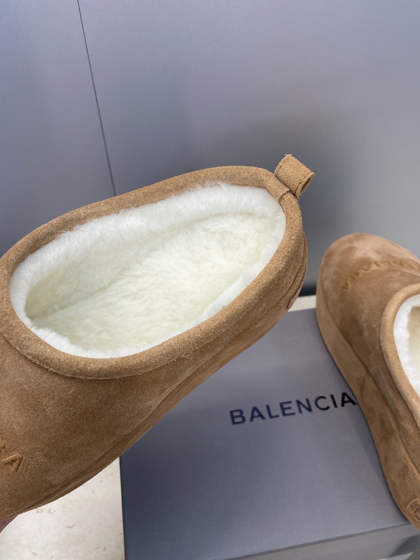 Balenciaga Alaska Slide Brown White Suede Fur 551897