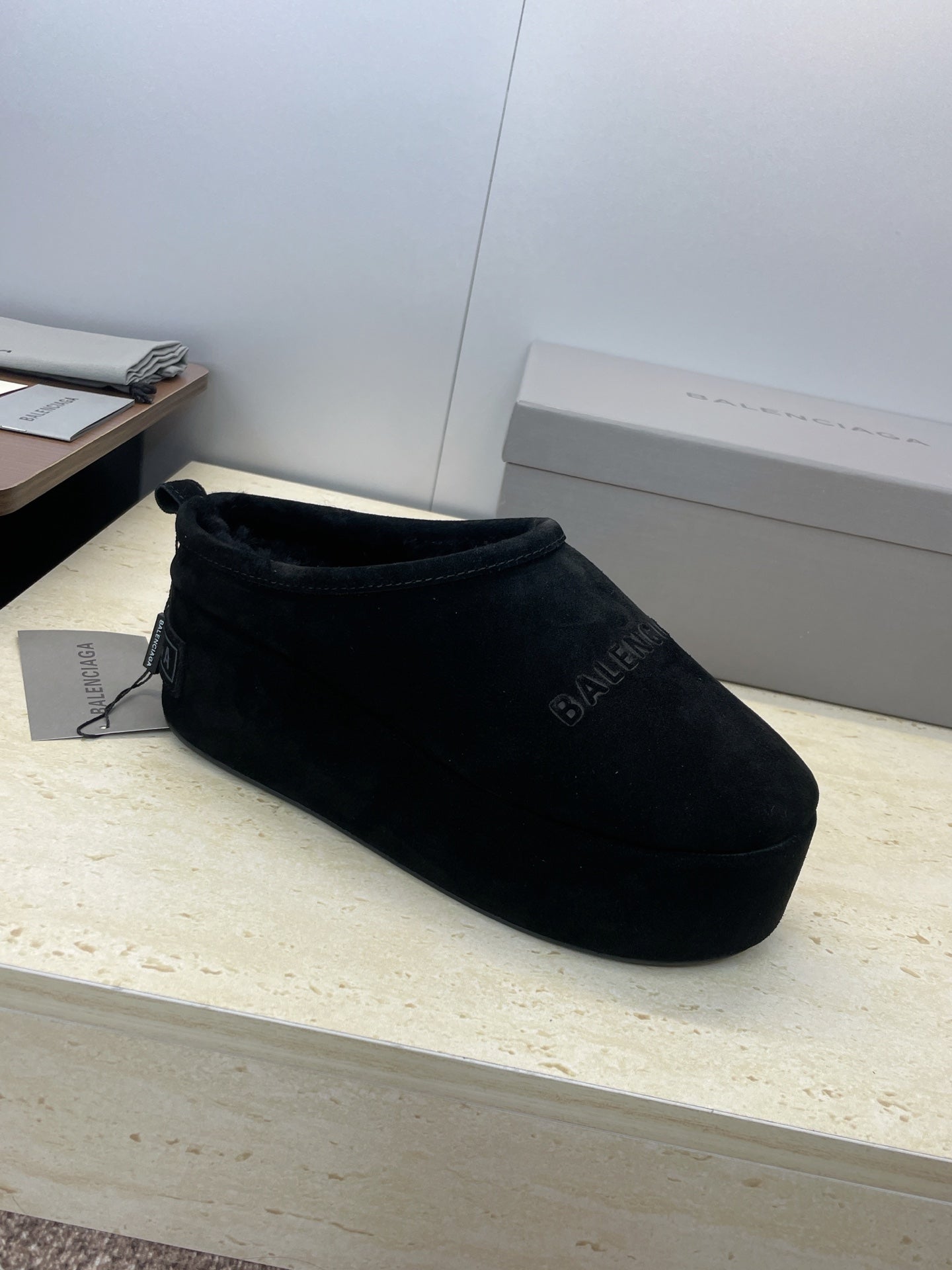 Balenciaga Alaska Slide Full Black Suede 551899