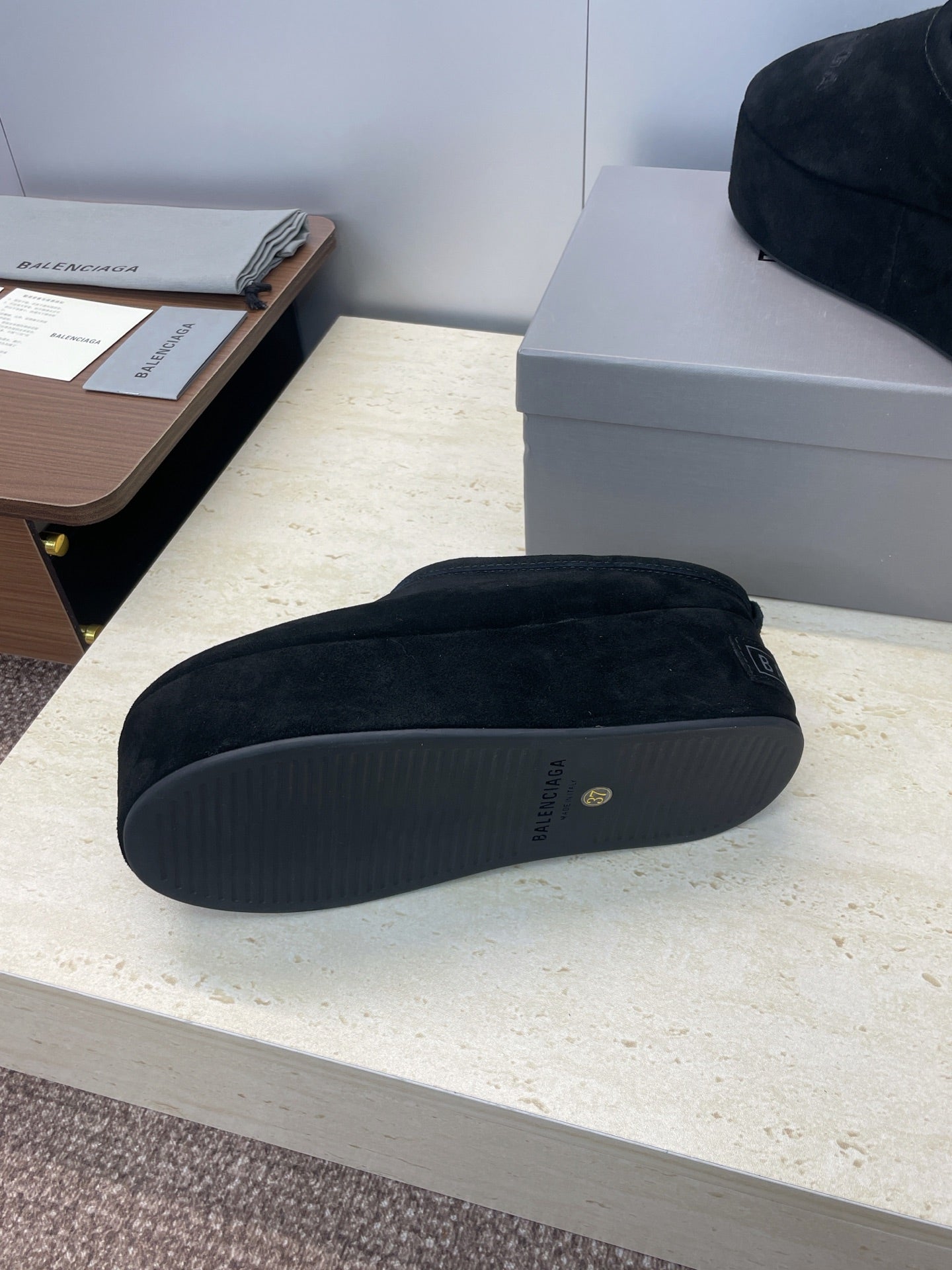 Balenciaga Alaska Slide Full Black Suede 551899