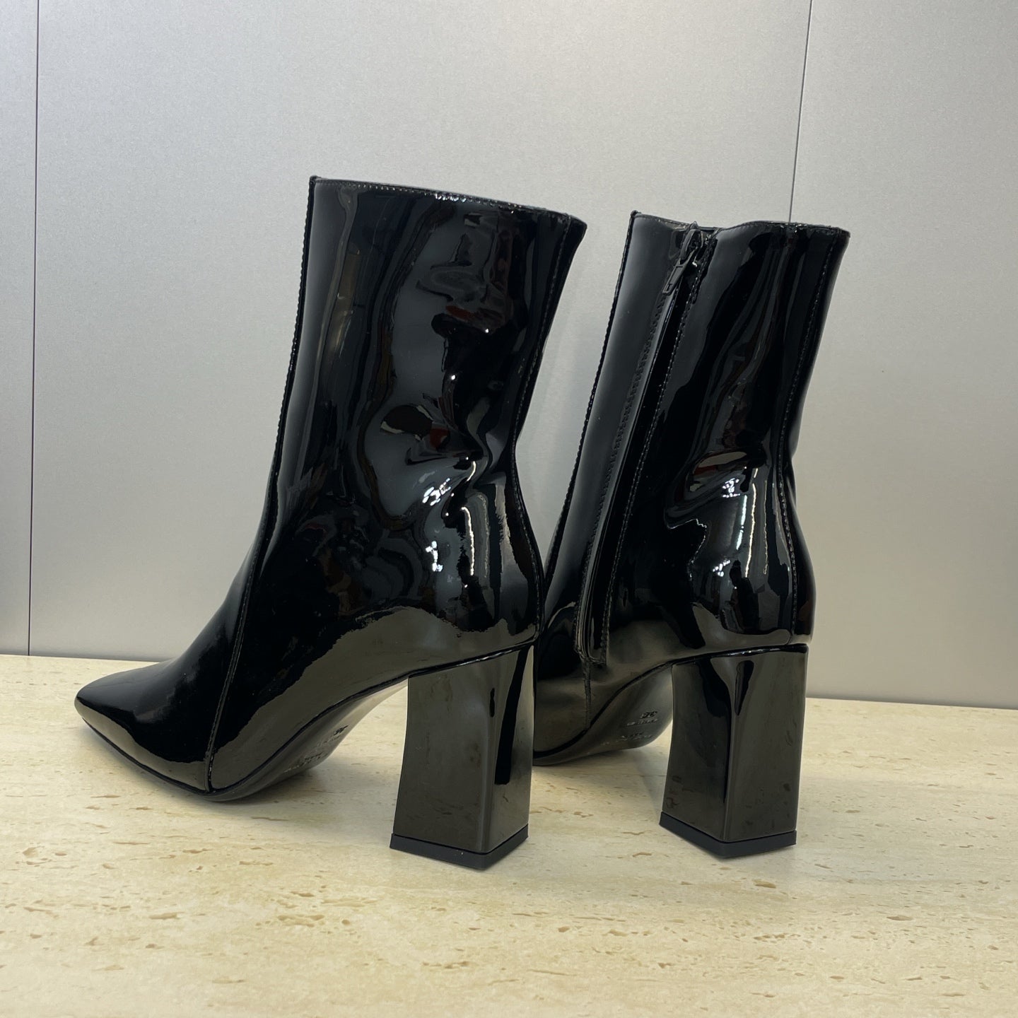 YSL Maxine Boots 75mm Black Patent Leather 551930
