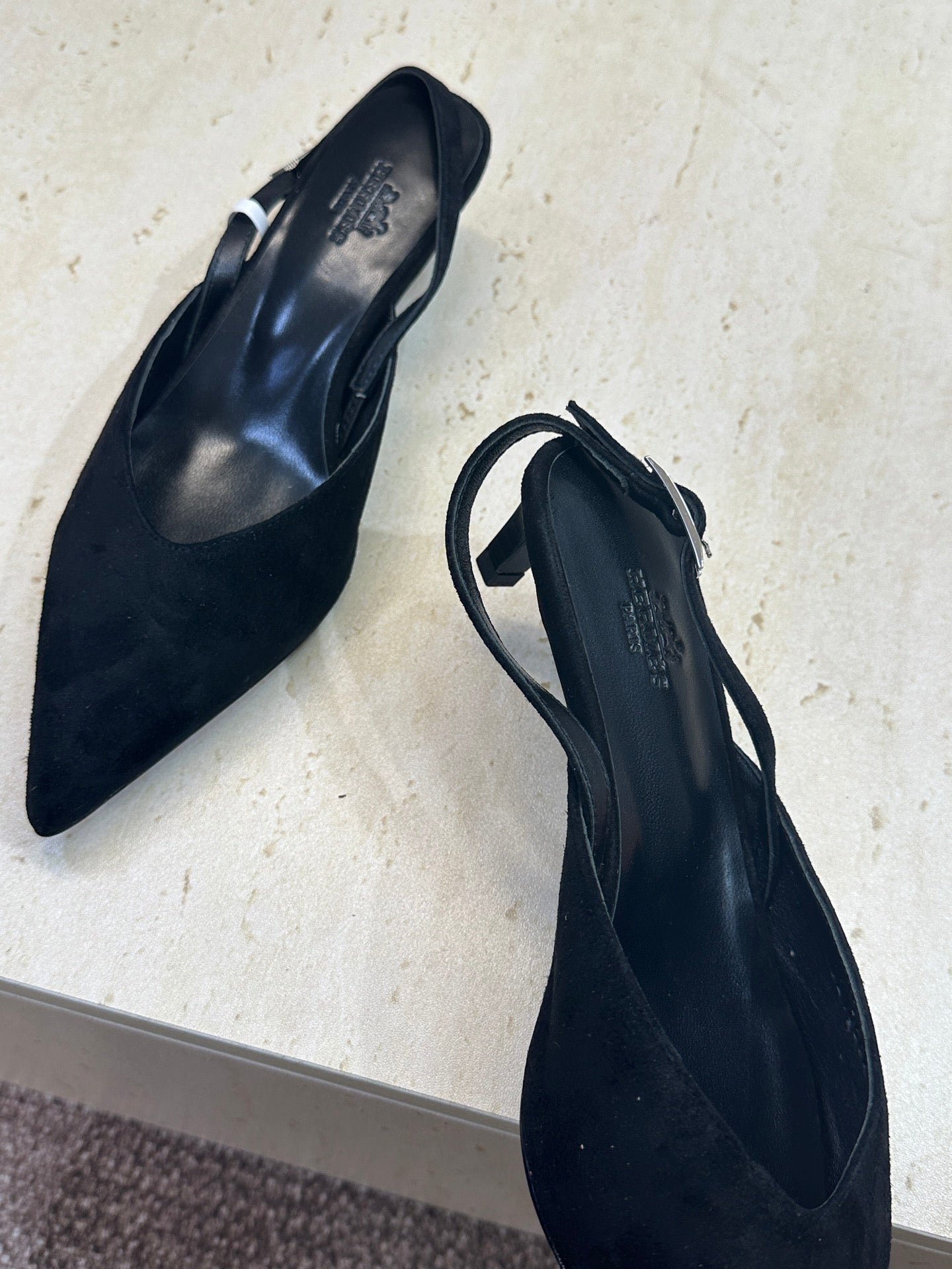 HM Nicoletta Slingback 4cm Black Suede 830189