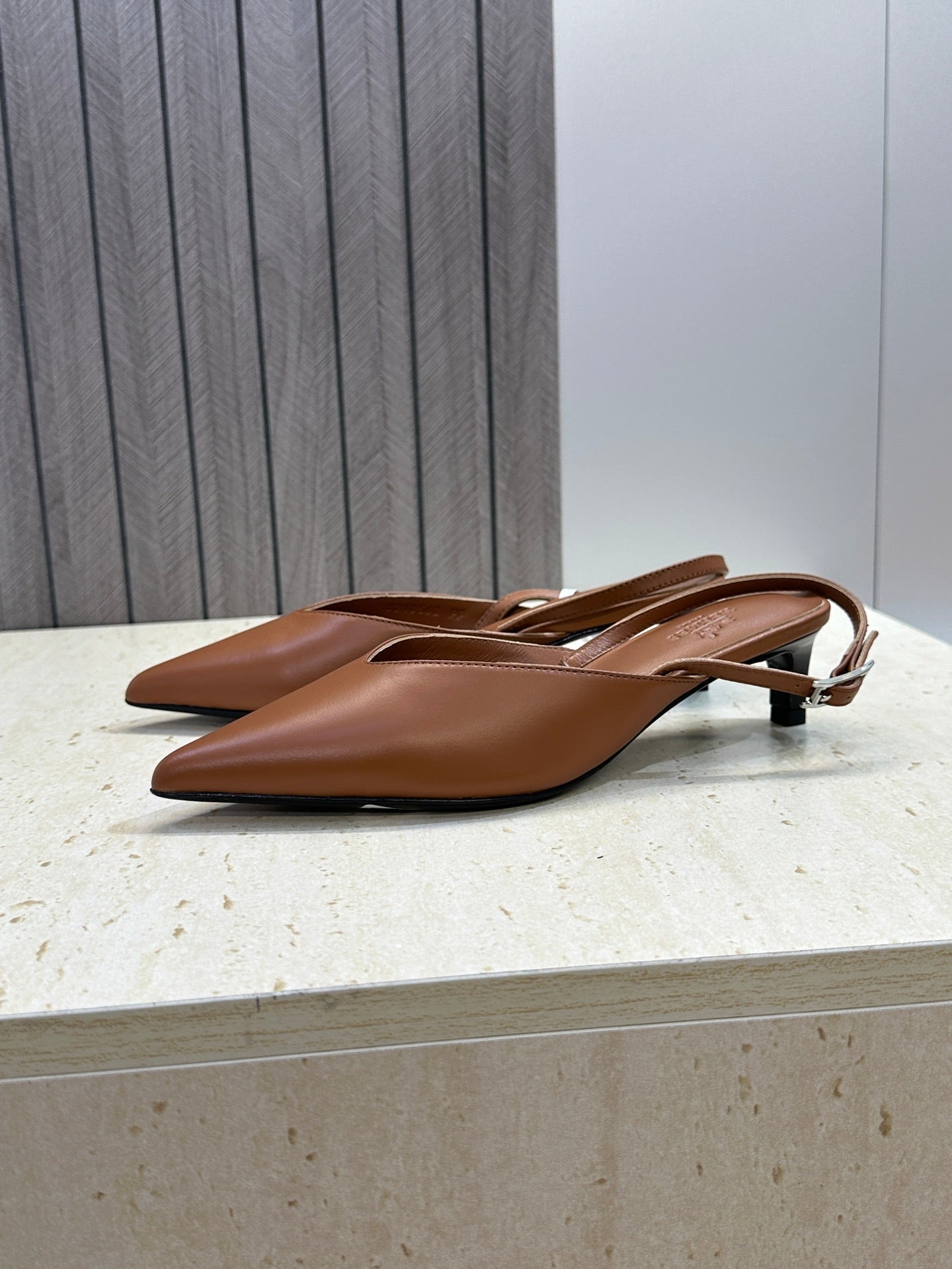 HM Nicoletta Slingback 4cm Brown Calfskin 830191