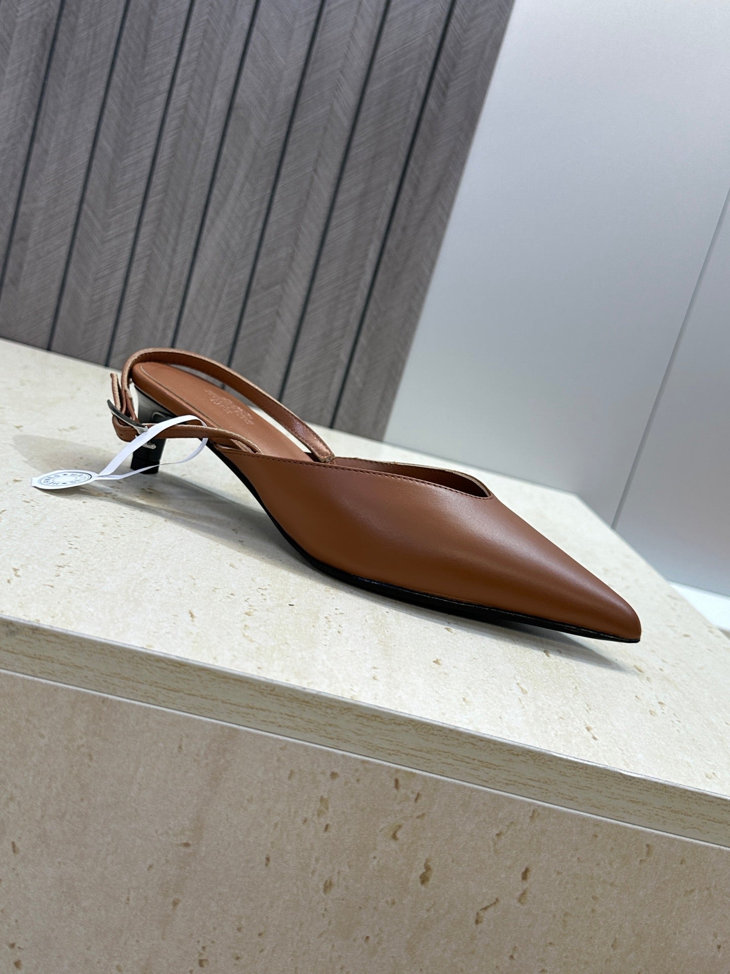 HM Nicoletta Slingback 4cm Brown Calfskin 830191