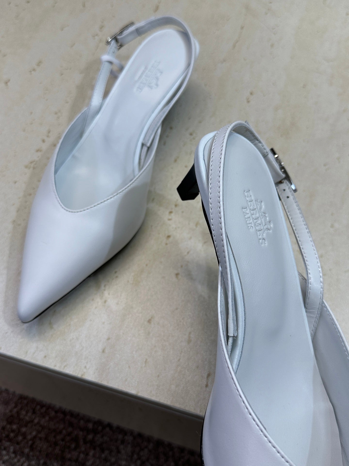 HM Nicoletta Slingback 4cm White Calfskin 830192