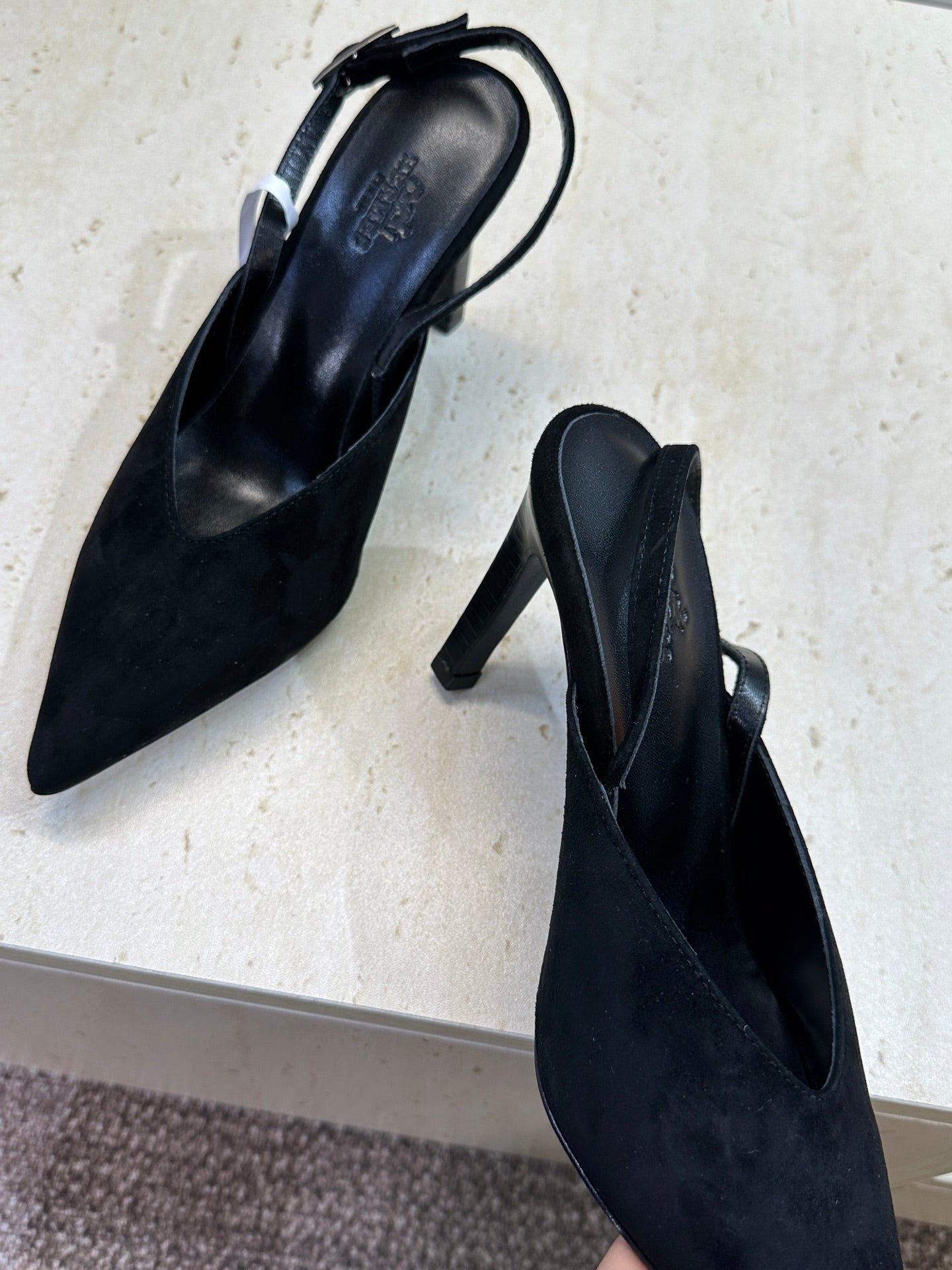 HM Nicoletta Slingback 9cm Black Suede 830195