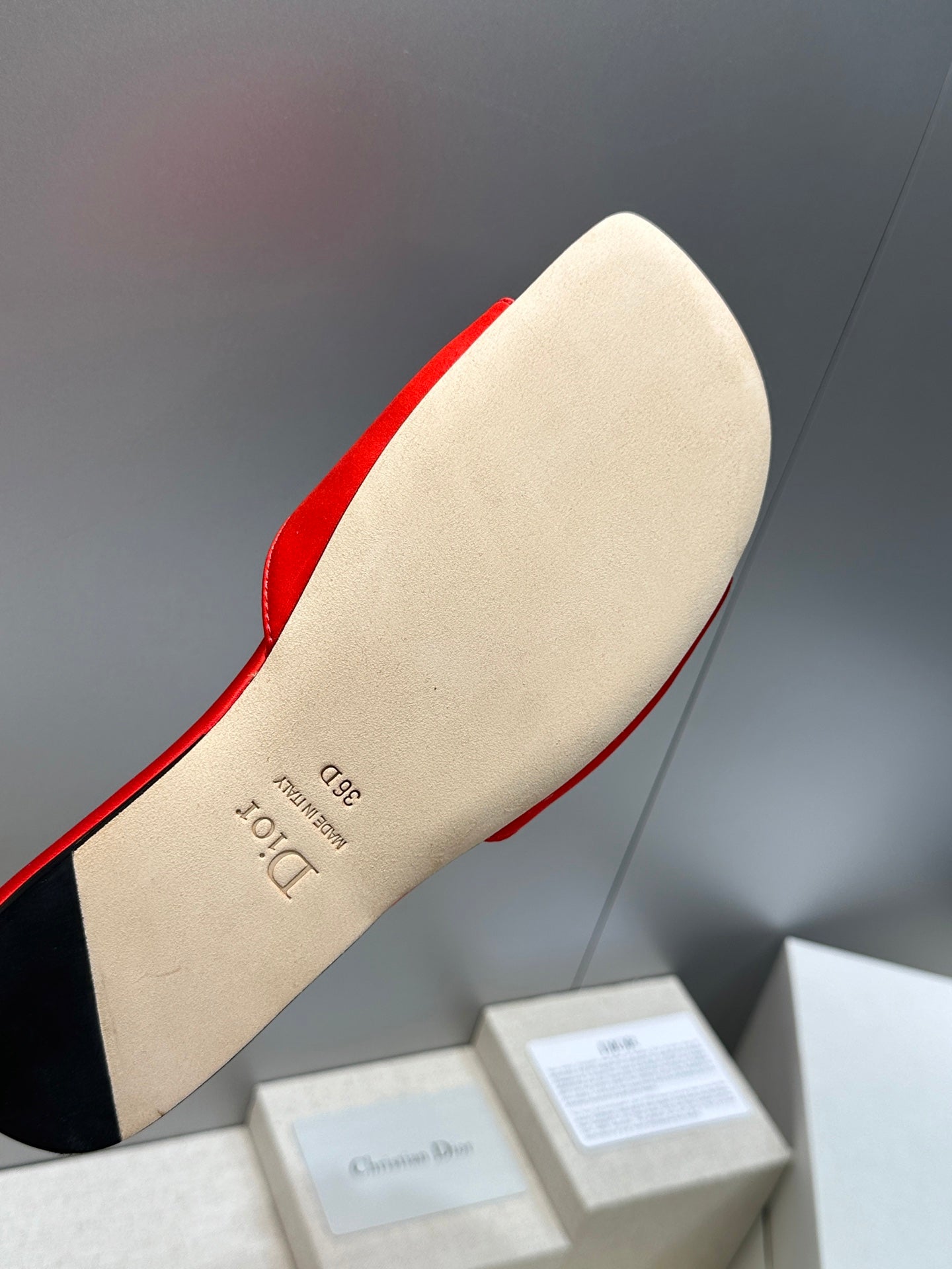 CD Dior Bow Slides Red Satin 884662