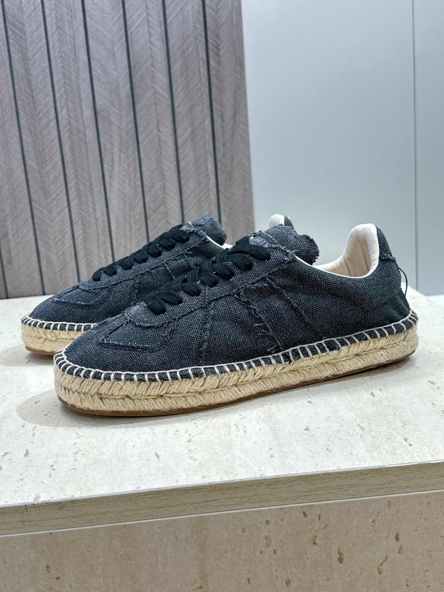 MM6 Replica Frayed Sneakers Grey Espadrille Canvas 959424