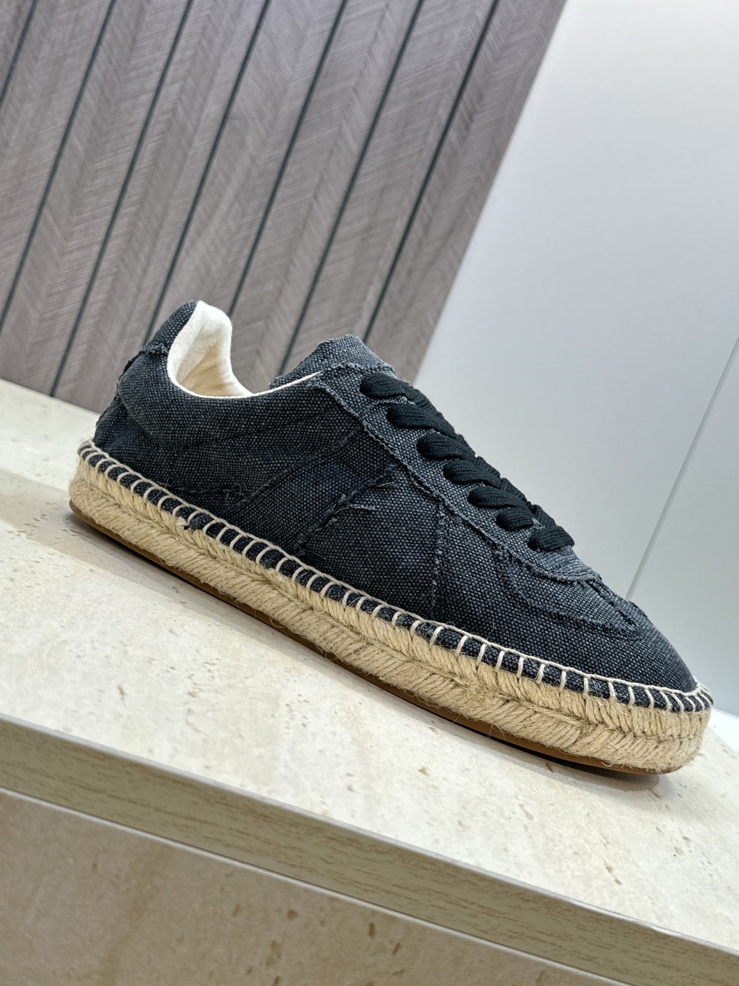 MM6 Replica Frayed Sneakers Grey Espadrille Canvas 959424