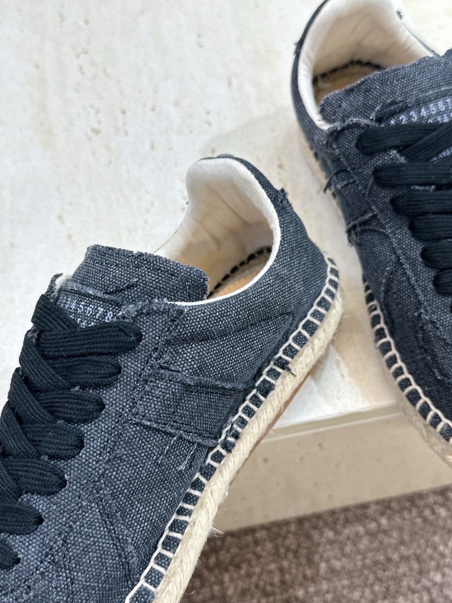 MM6 Replica Frayed Sneakers Grey Espadrille Canvas 959424