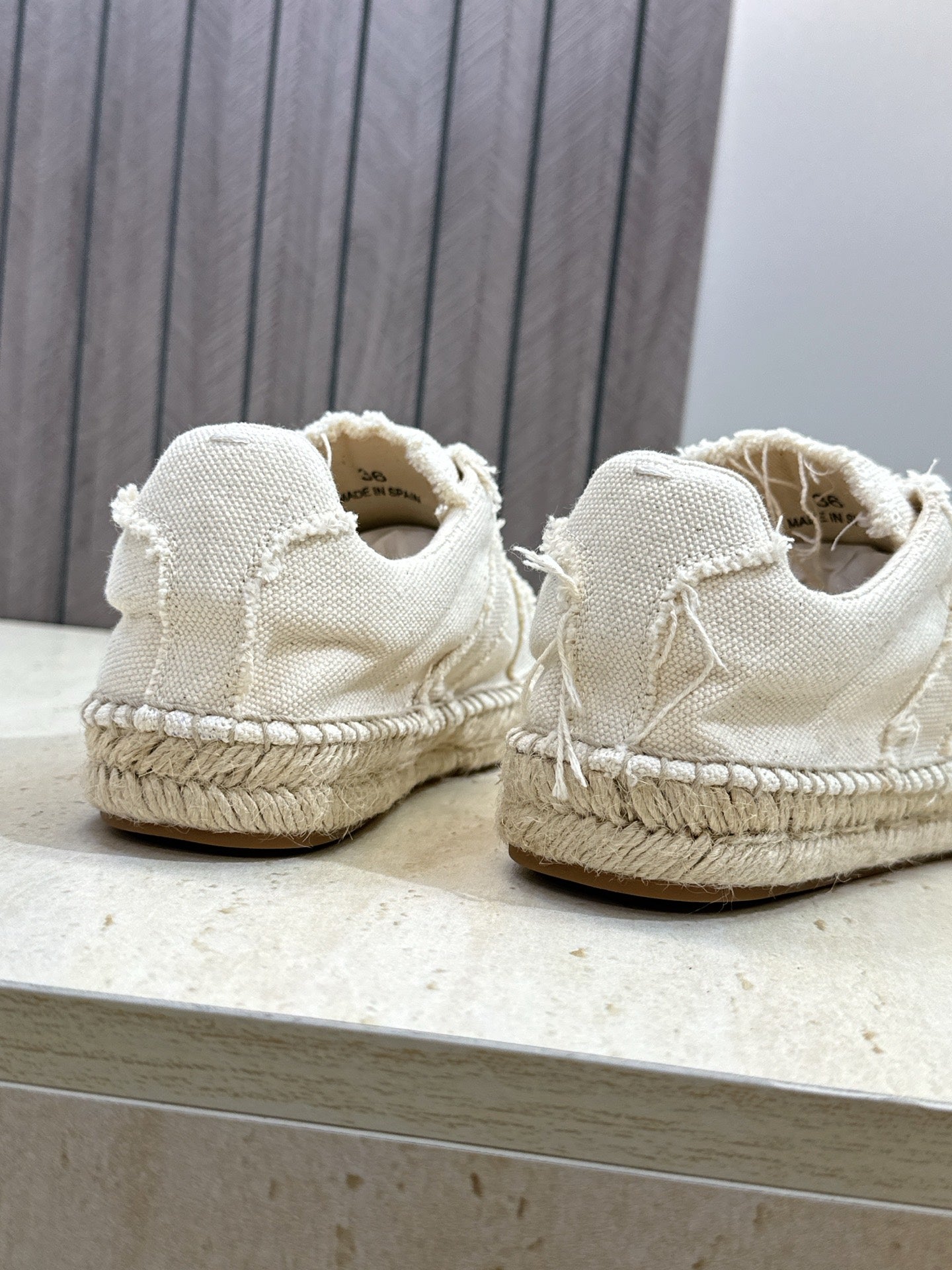 MM6 Replica Frayed Sneakers White Espadrille Canvas 959425