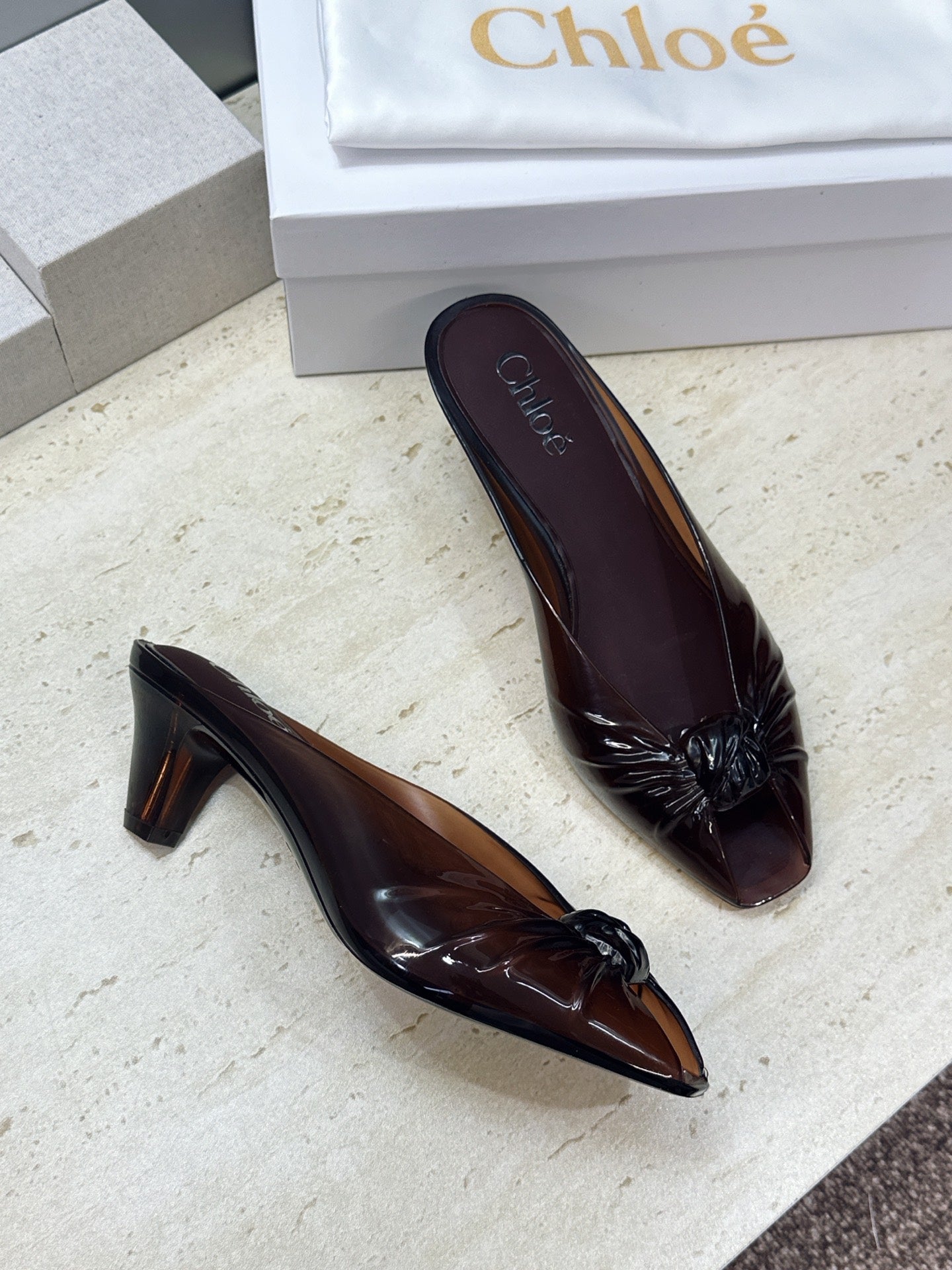 Chloe Jelly Mules Burgundy TPU 959749