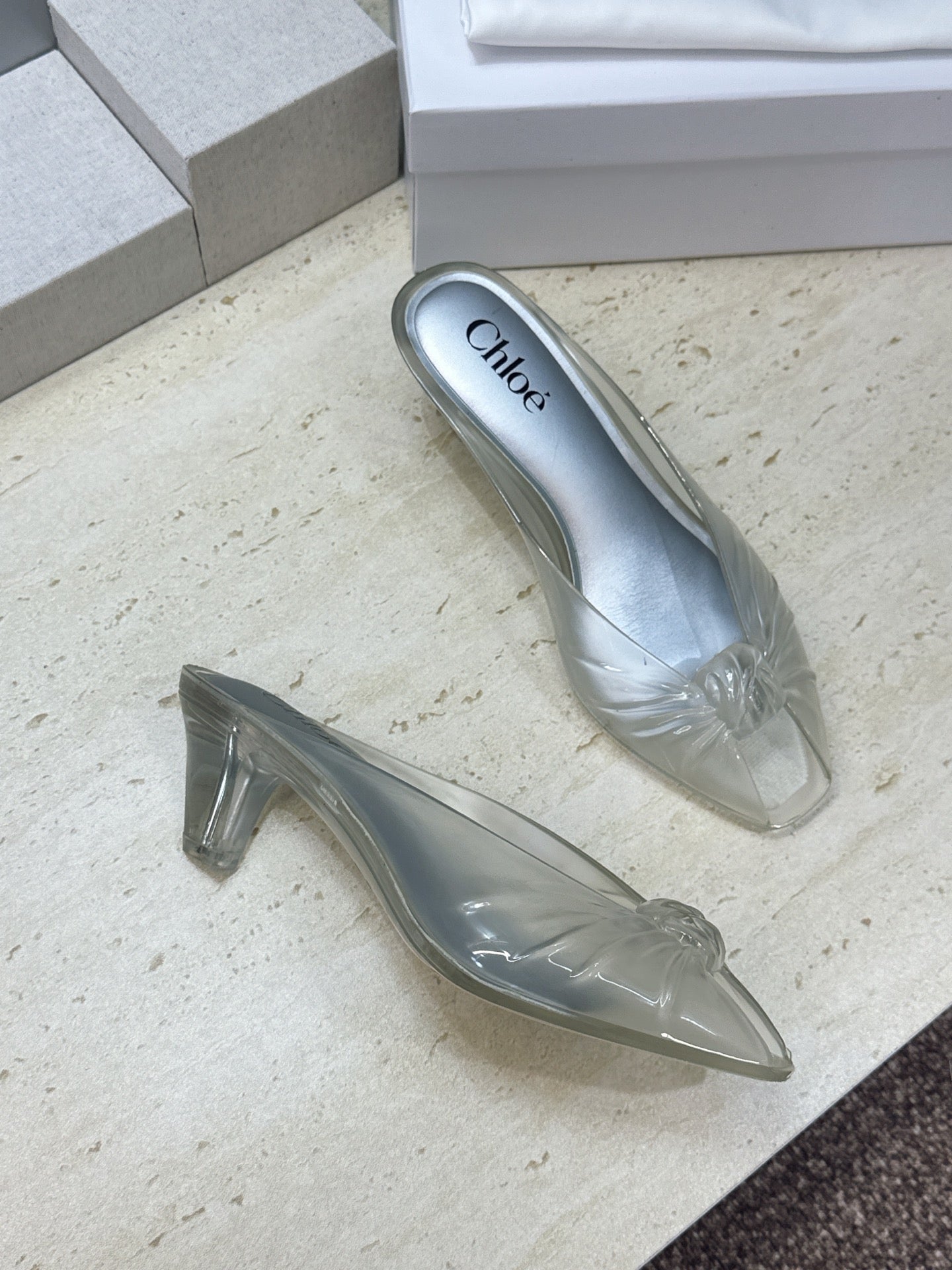 Chloe Jelly Mules White TPU