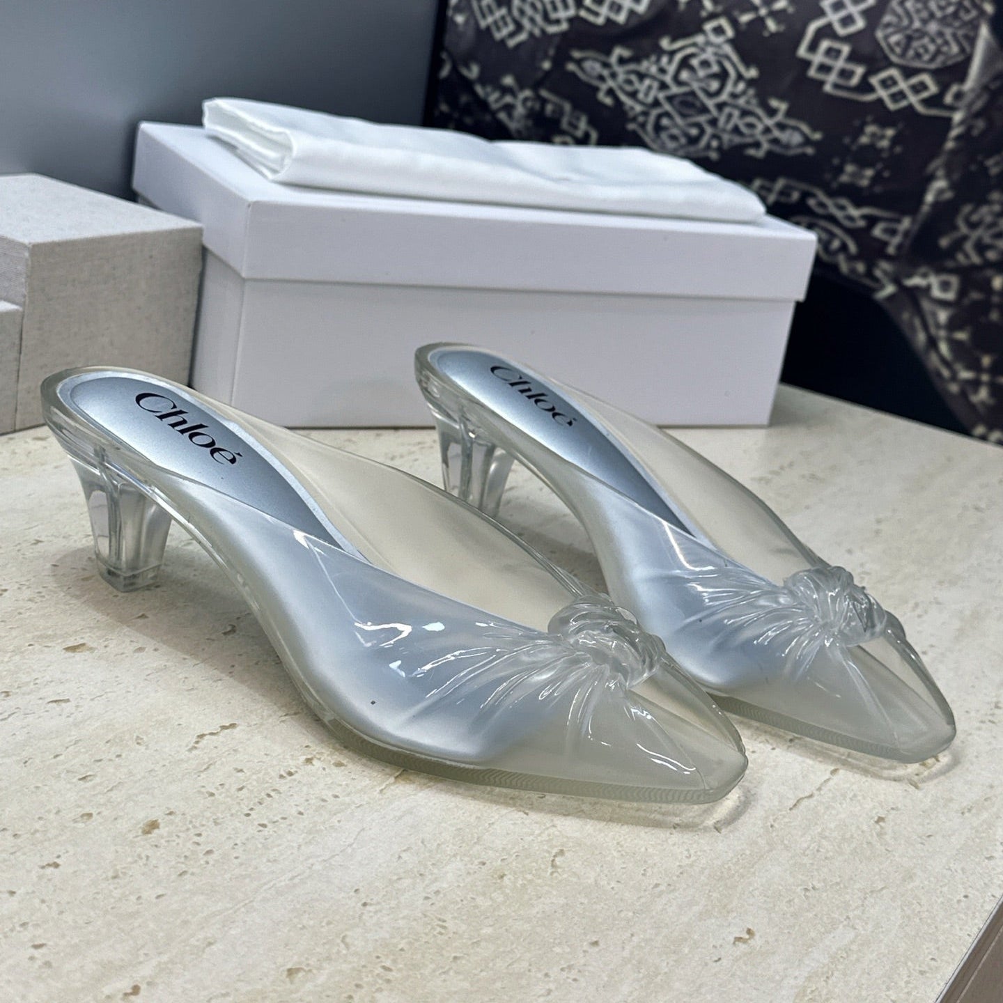 Chloe Jelly Mules White TPU