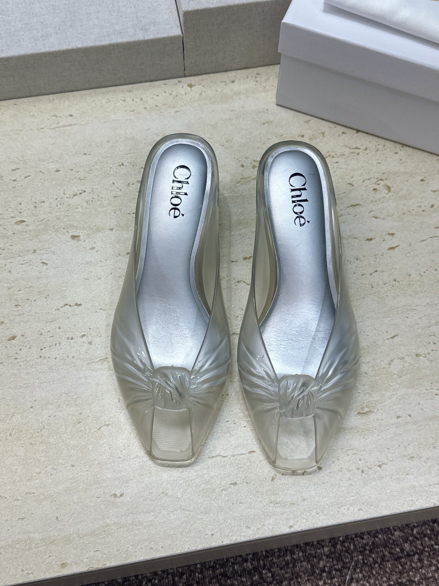 Chloe Jelly Mules White TPU