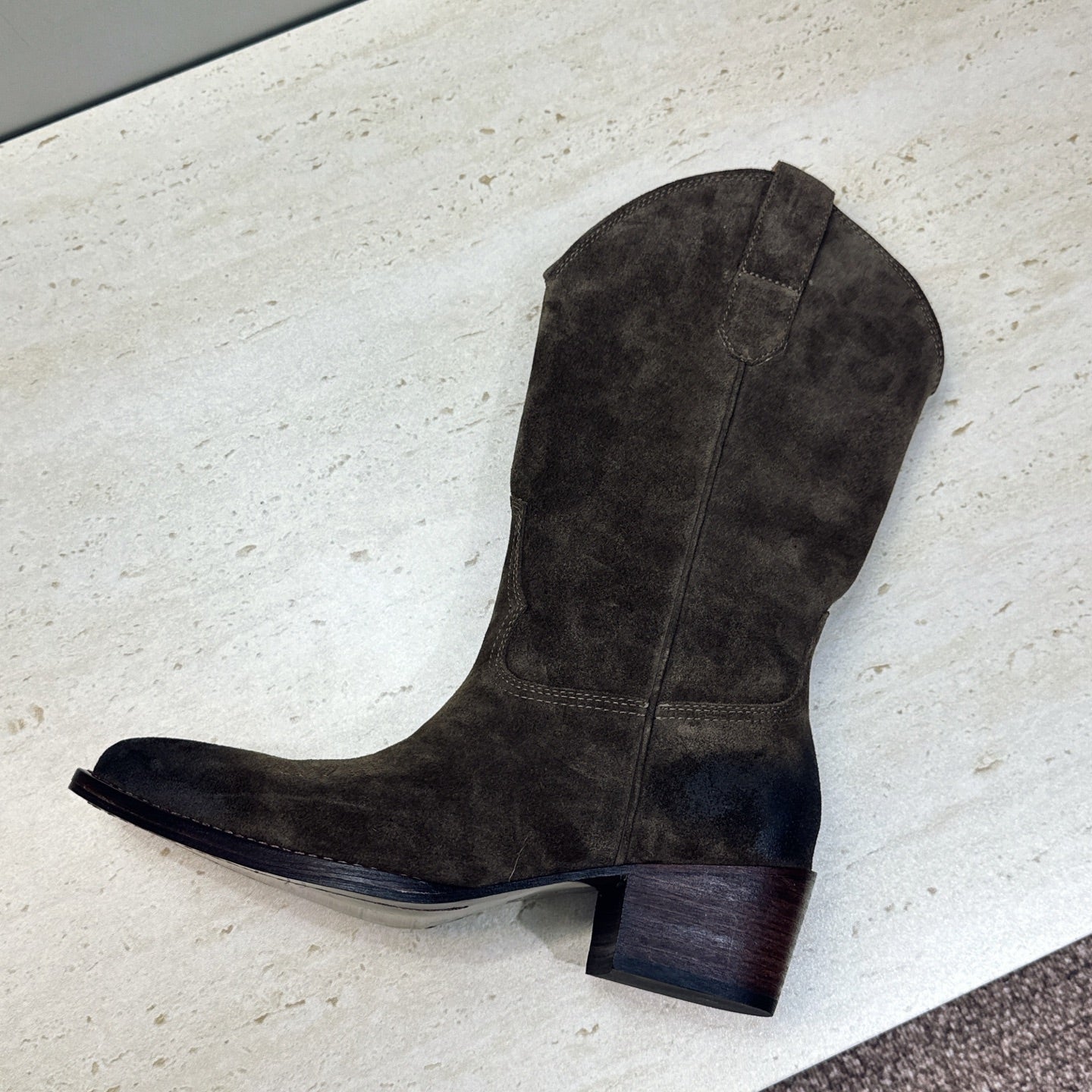 Celine 26s Mid-Calf Boots 4.5cm Taupe Suede 959453