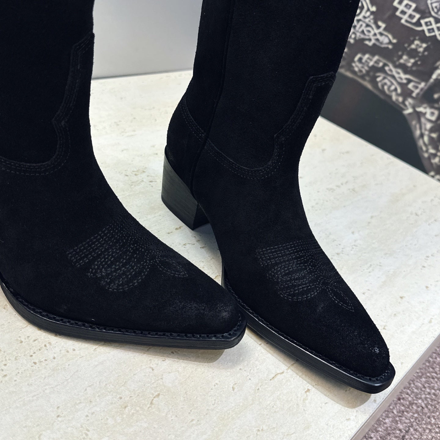 Celine 26s Mid-Calf Boots 4.5cm Black Suede 959454