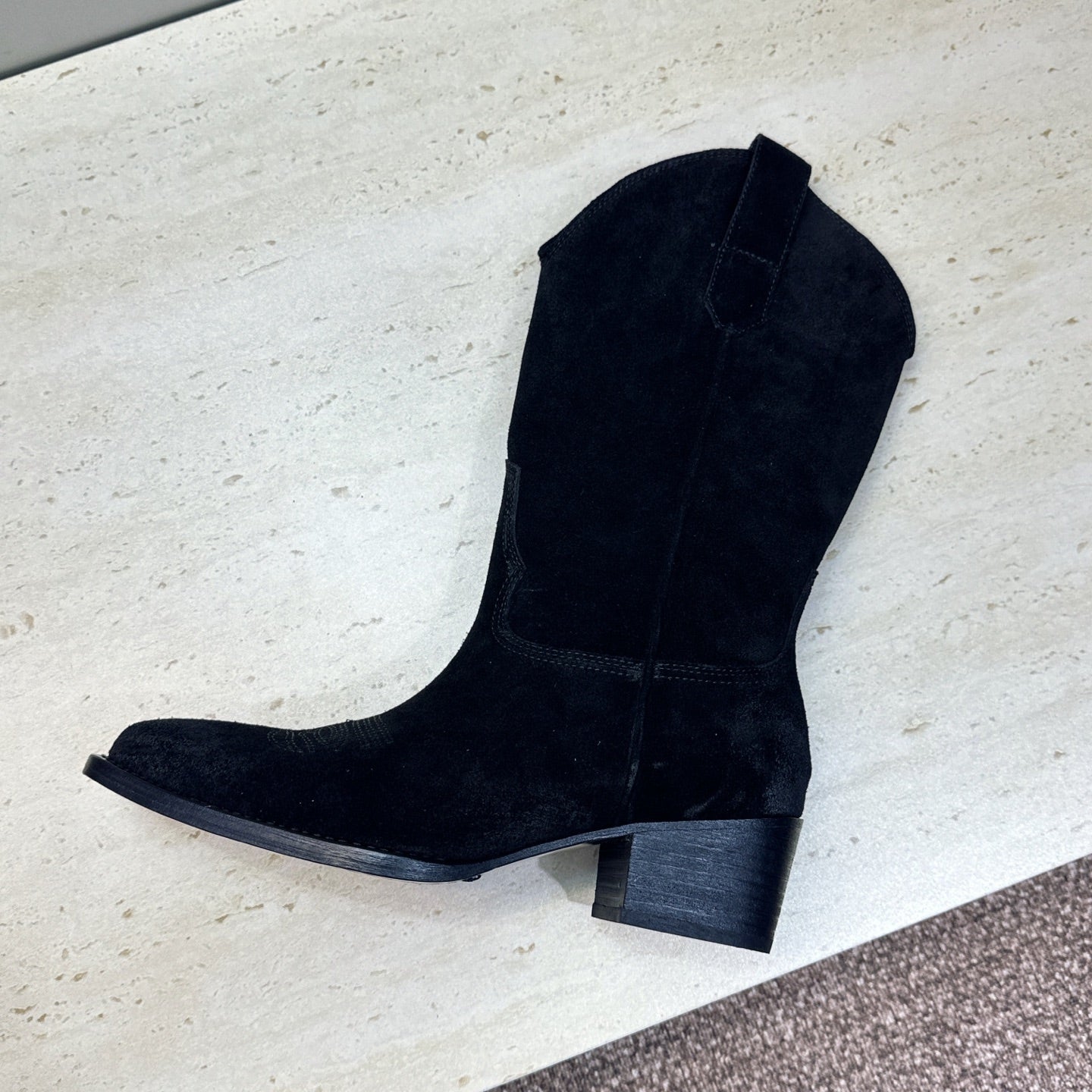 Celine 26s Mid-Calf Boots 4.5cm Black Suede 959454