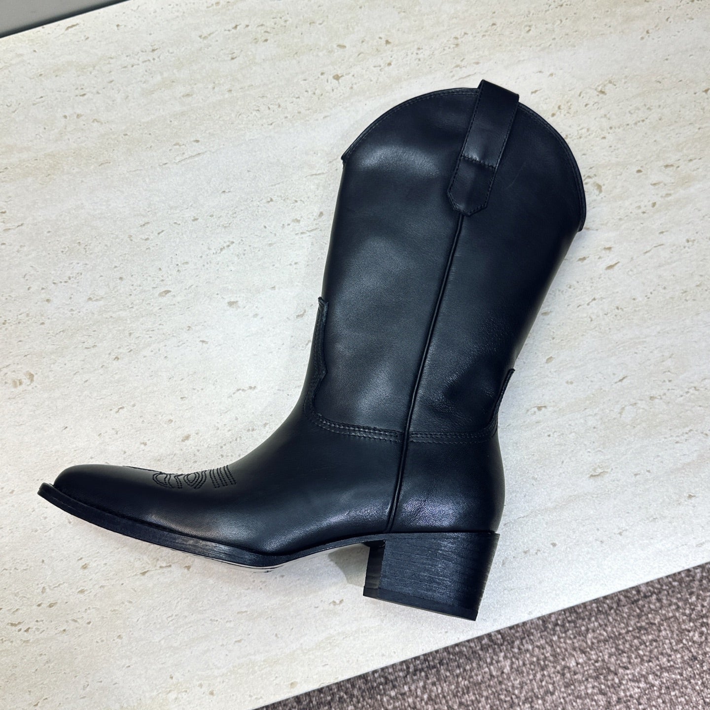 Celine 26s Mid-Calf Boots 4.5cm Black Cowhide 959456