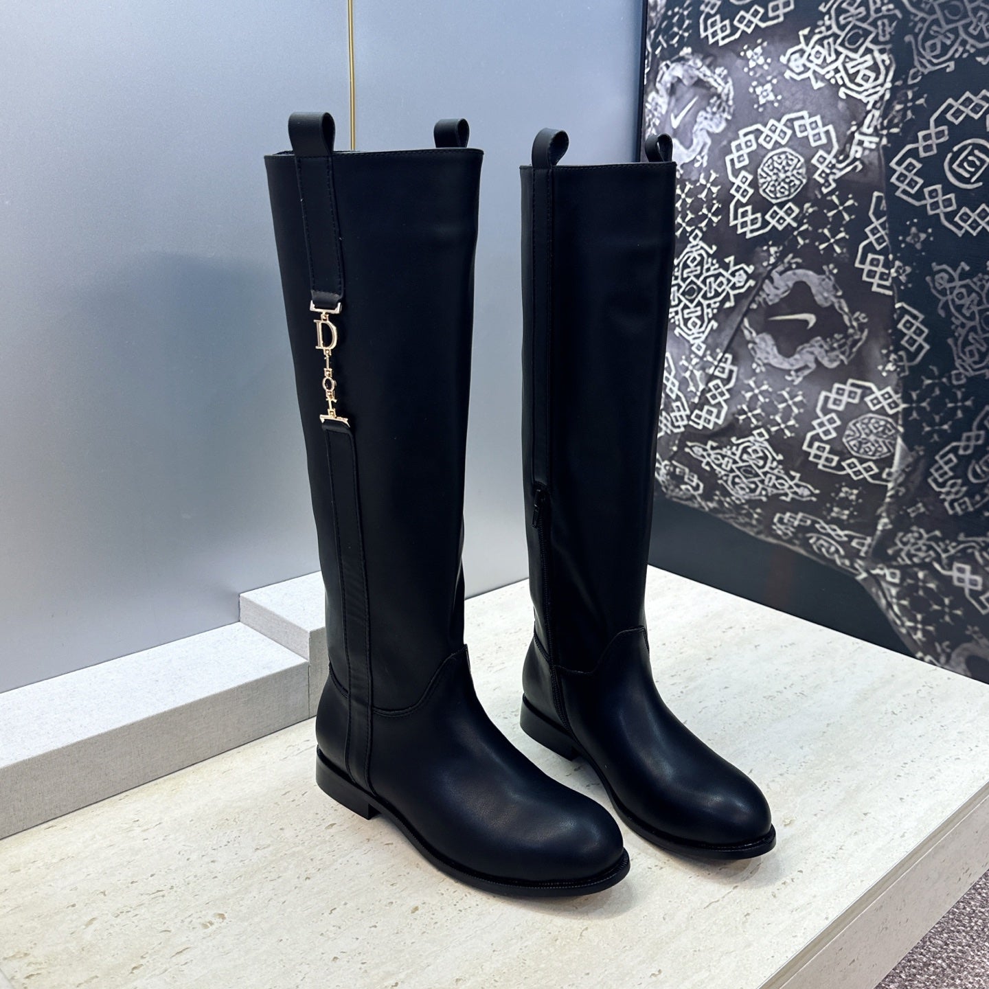 CD Haute Couture Heel Knee-High Boots 2.5cm Calfskin 959601