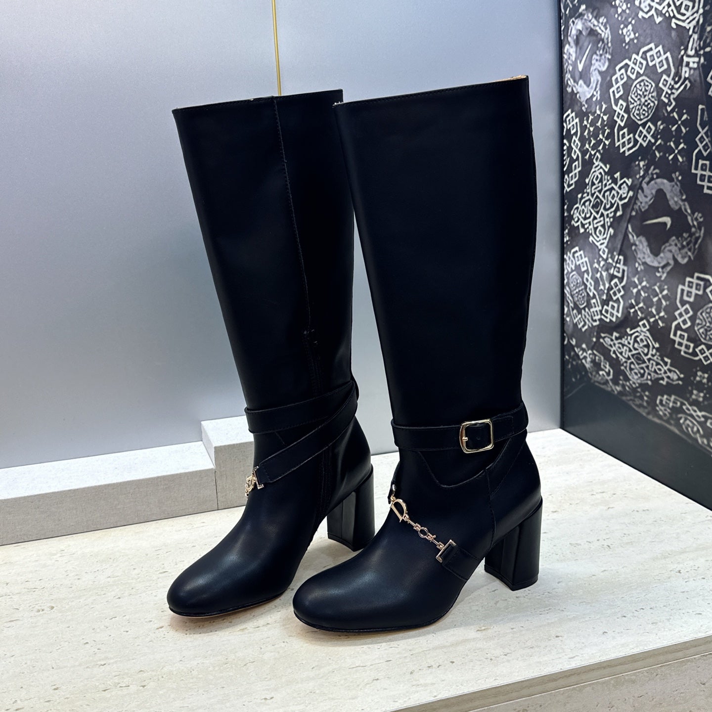 CD 26 Heel Knee-High Boots 8cm Calfskin 959602