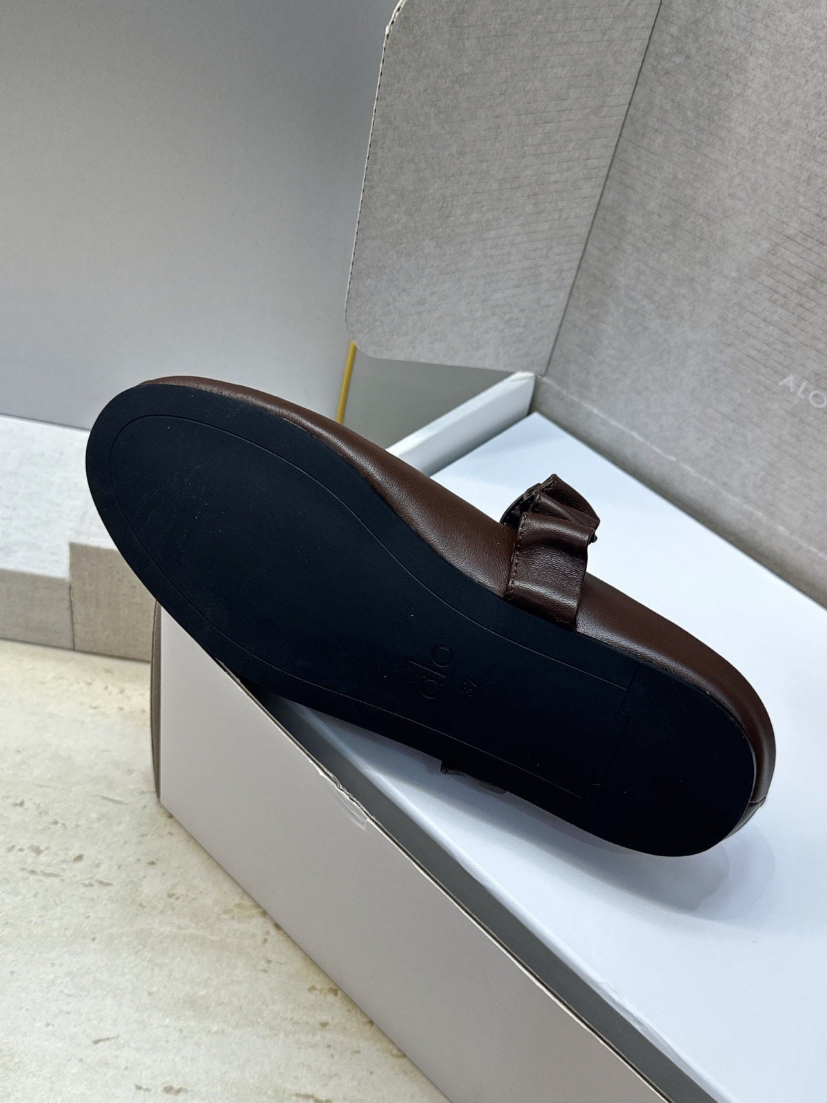 Alo Ballet Mule Espresso Calfskin Leather 118870
