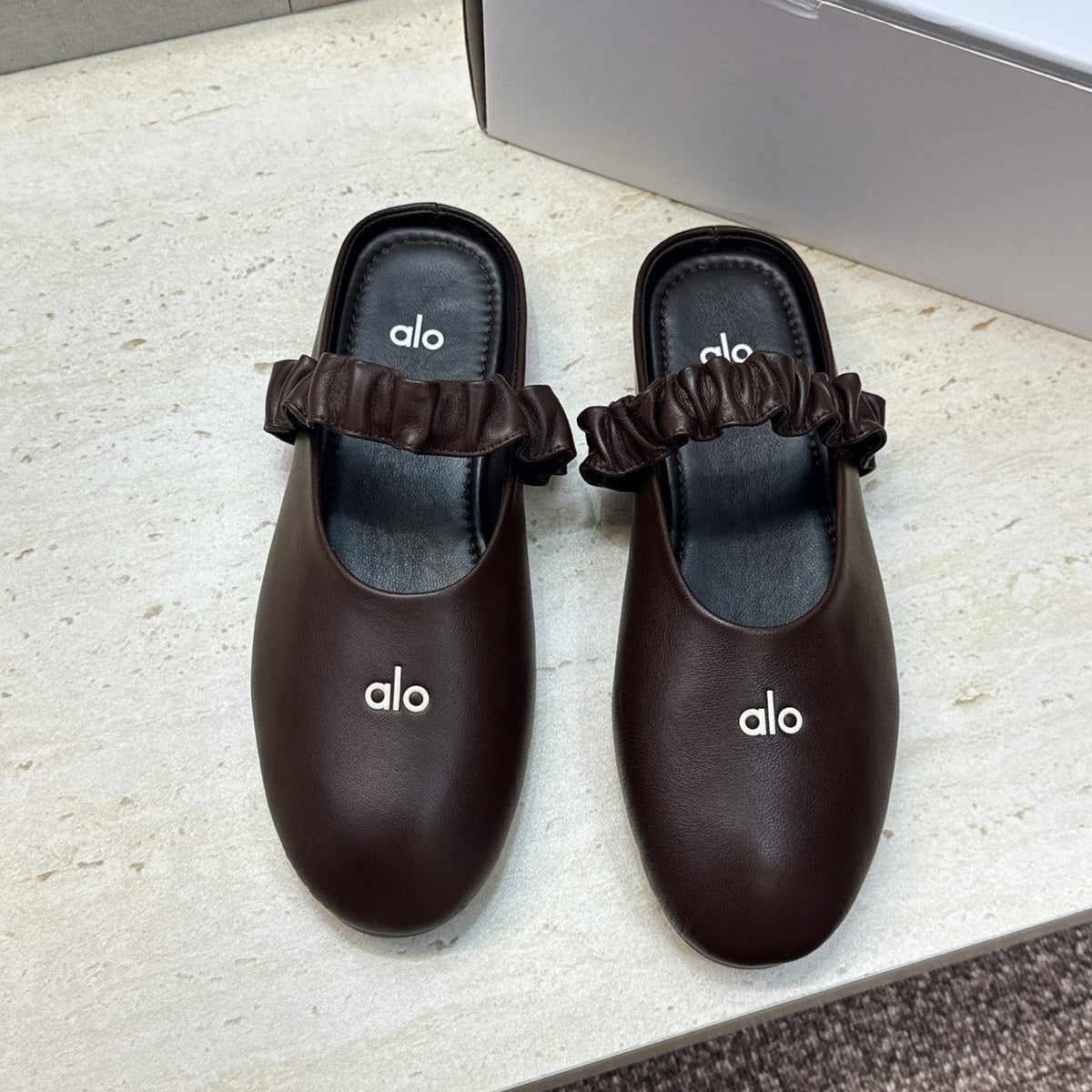 Alo Ballet Mule Espresso Calfskin Leather 118870