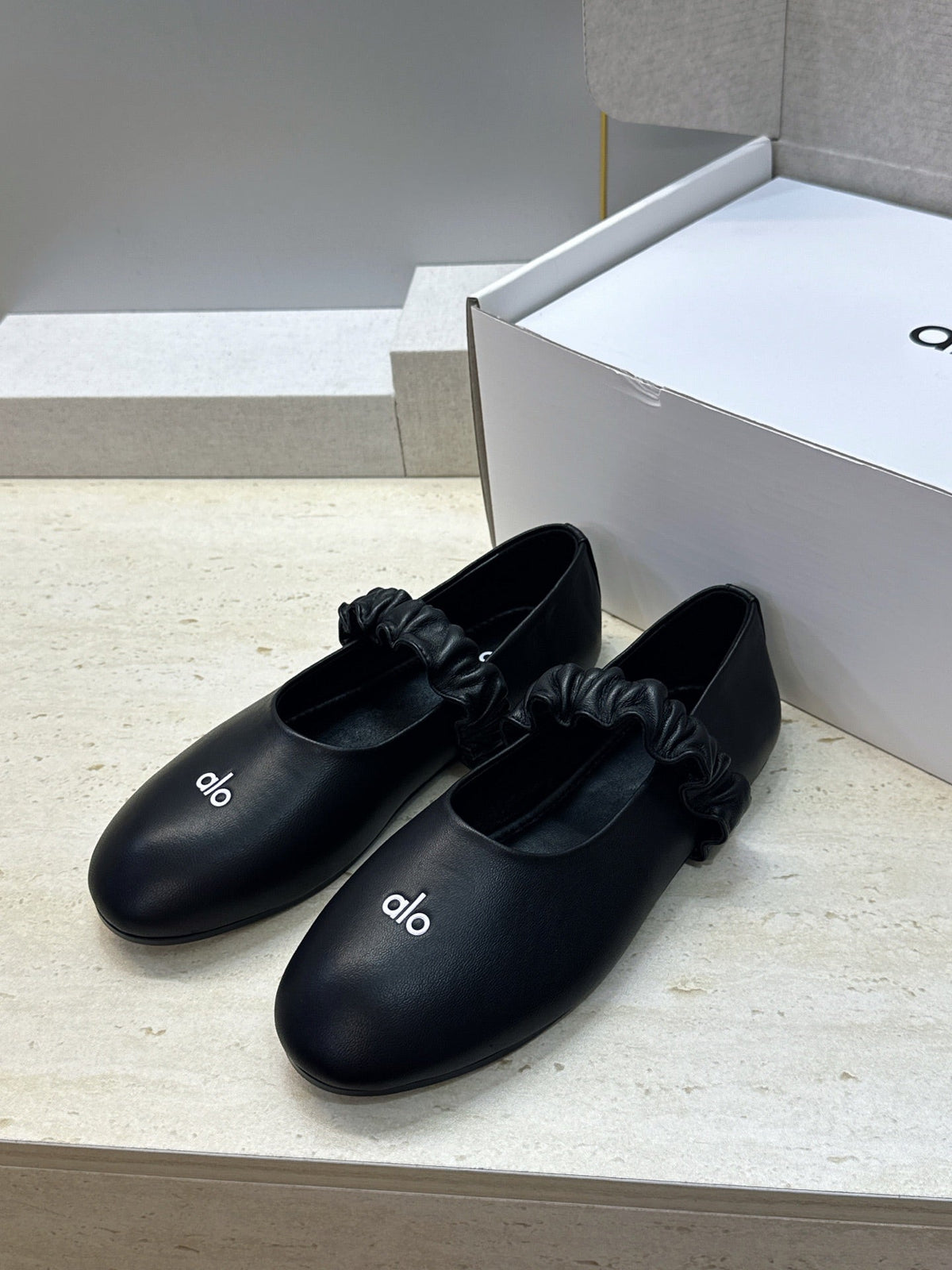 Alo Ballet Flat Black Calfskin Leather 118872