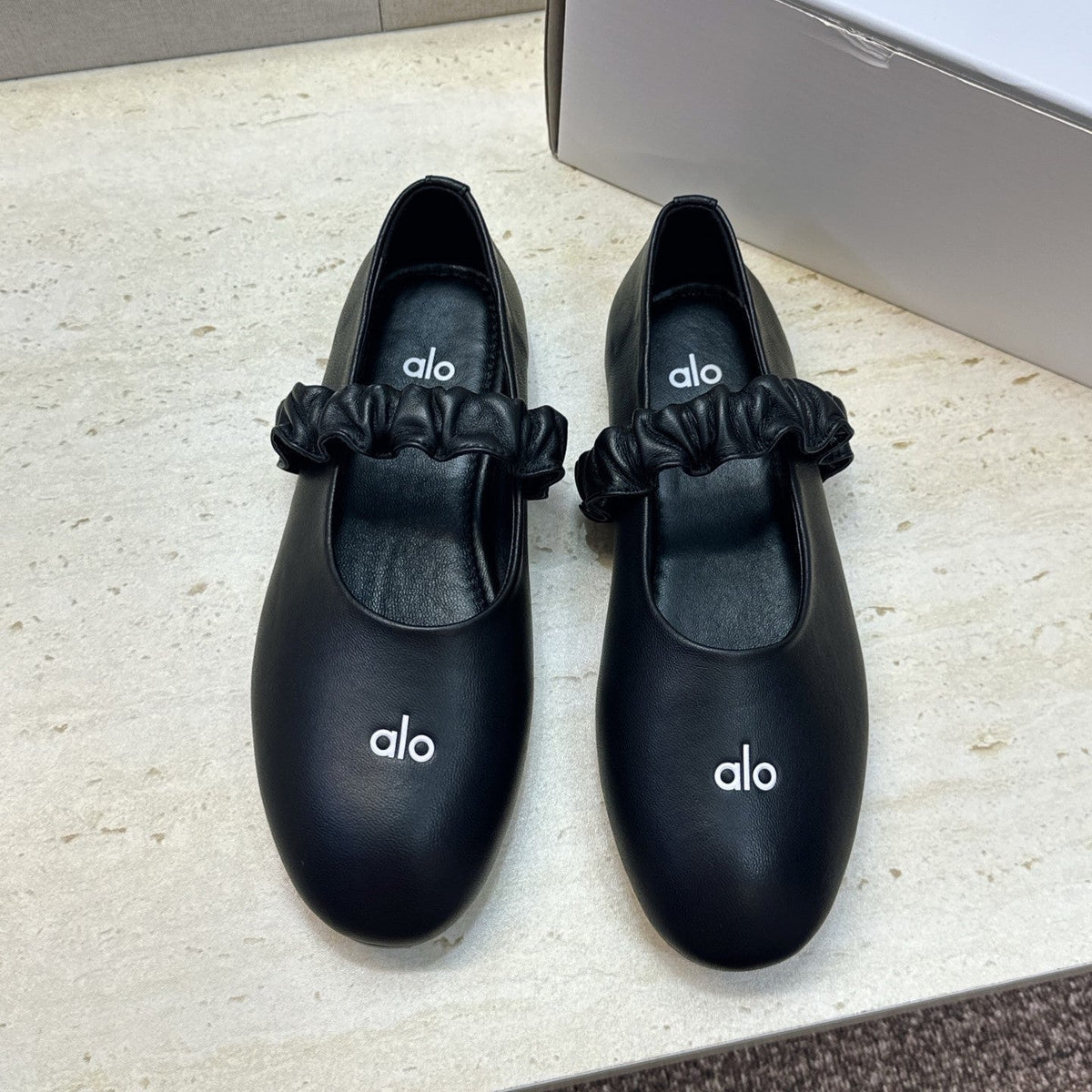Alo Ballet Flat Black Calfskin Leather 118872