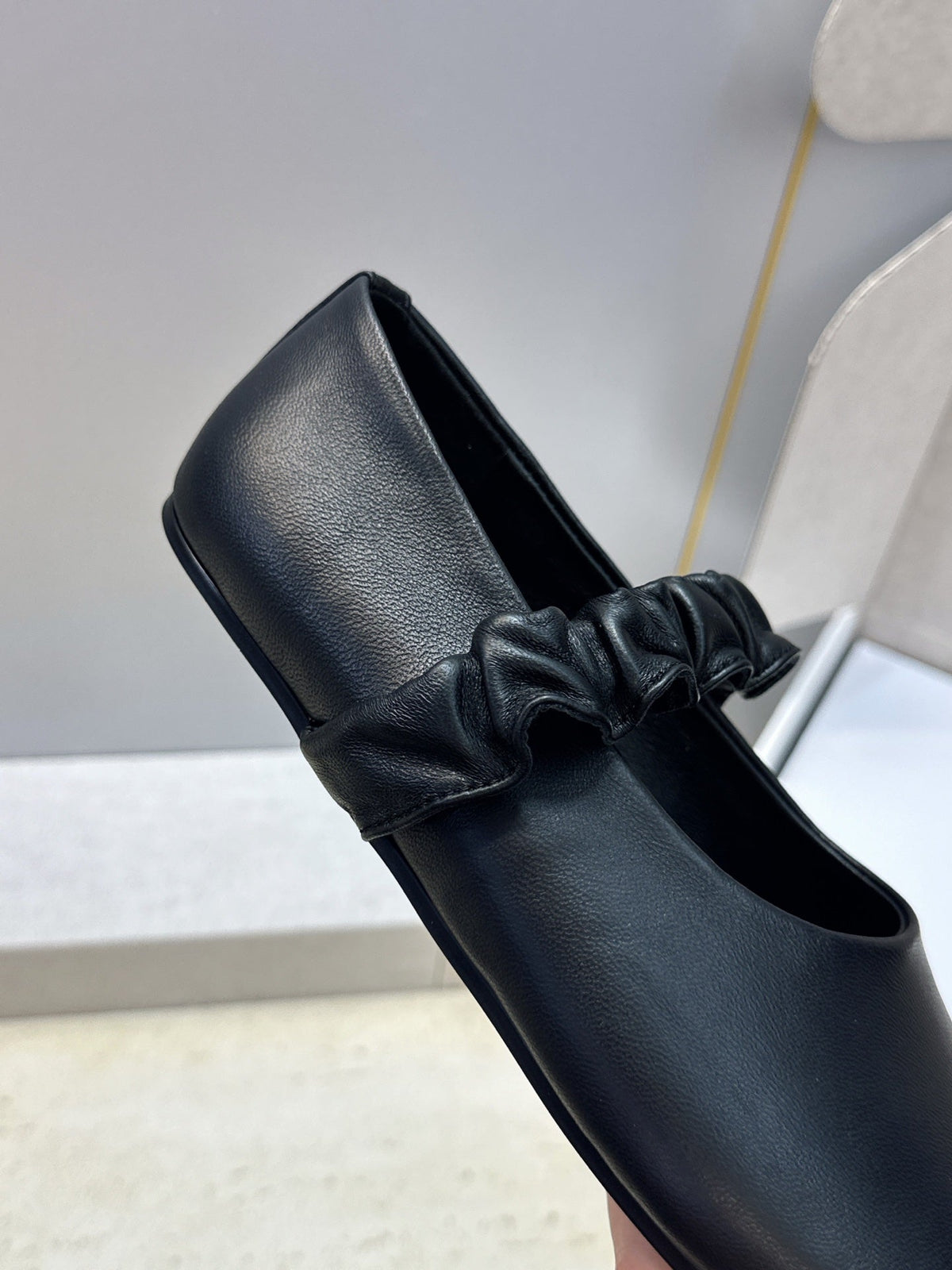 Alo Ballet Flat Black Calfskin Leather 118872