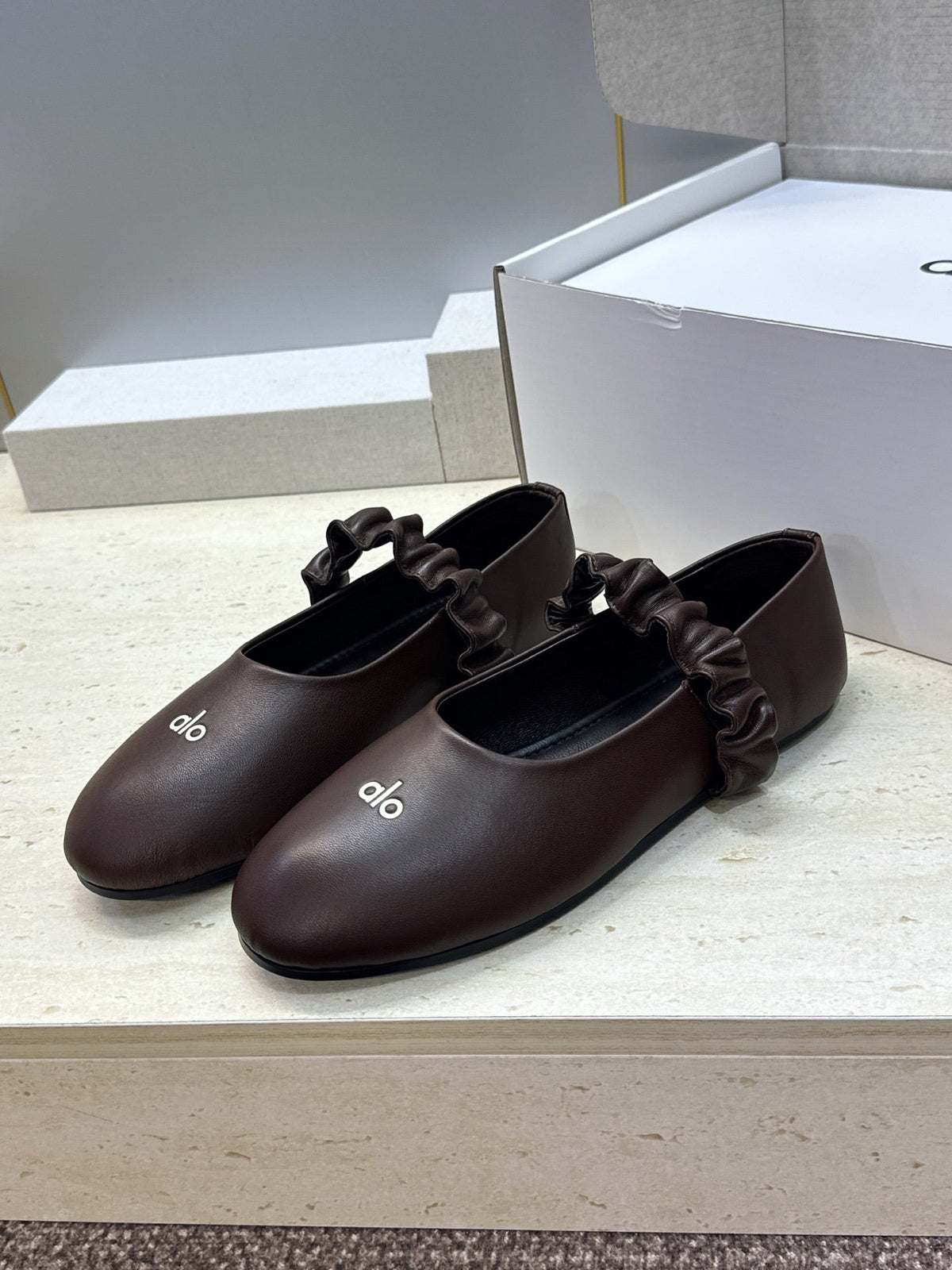 Alo Ballet Flat Espresso Calfskin Leather 118873