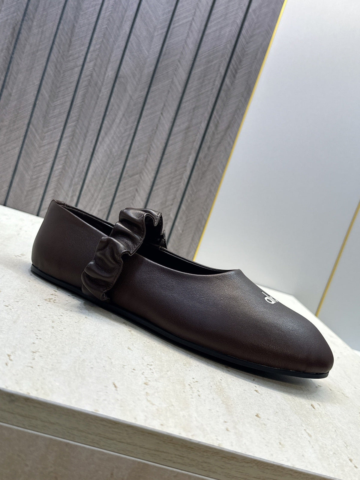 Alo Ballet Flat Espresso Calfskin Leather 118873