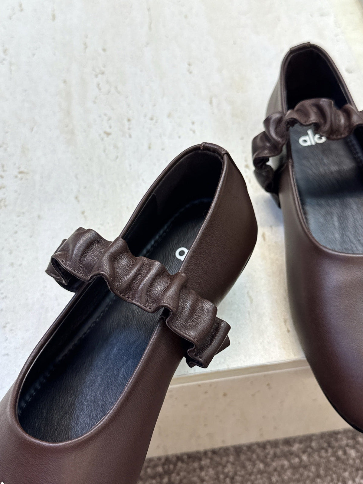 Alo Ballet Flat Espresso Calfskin Leather 118873