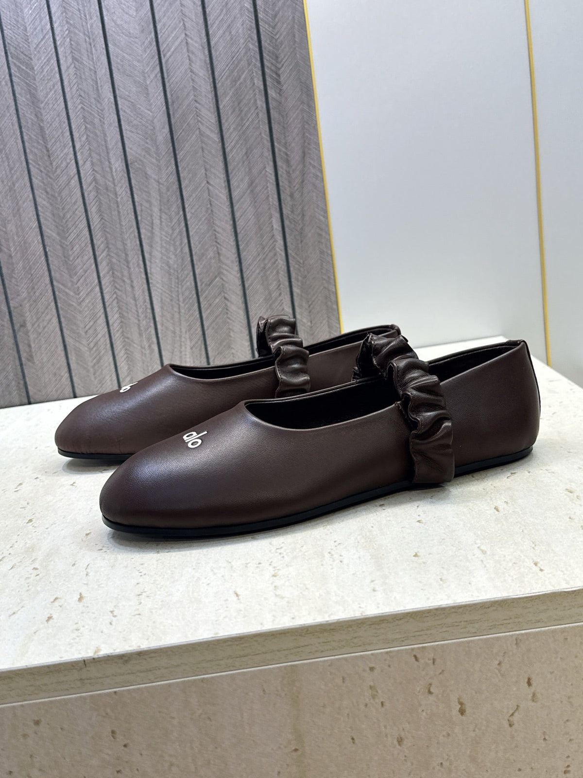 Alo Ballet Flat Espresso Calfskin Leather 118873
