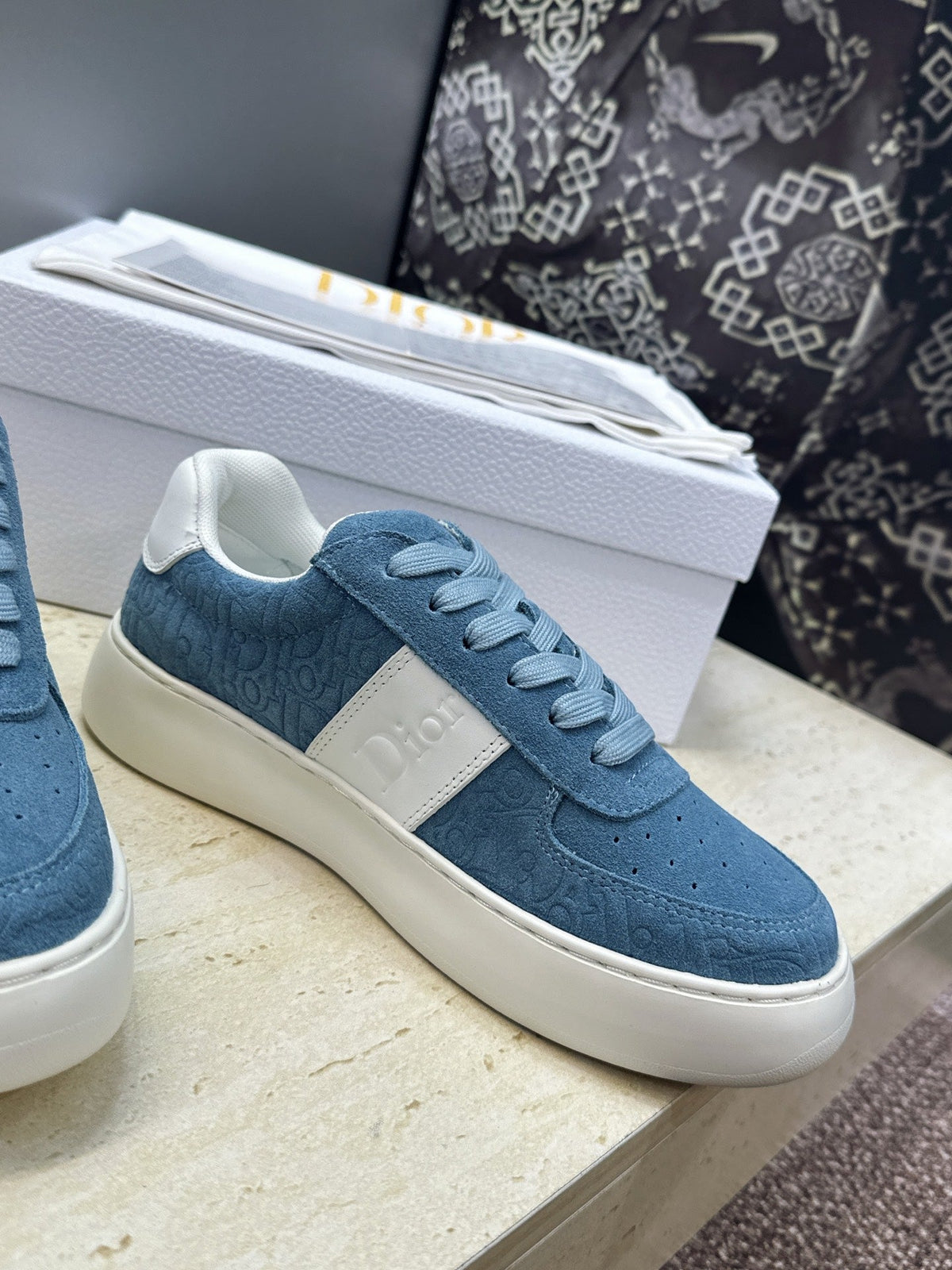 CD 26s Star Sneakers Denim Blue Gravity Embossed Suede 118418