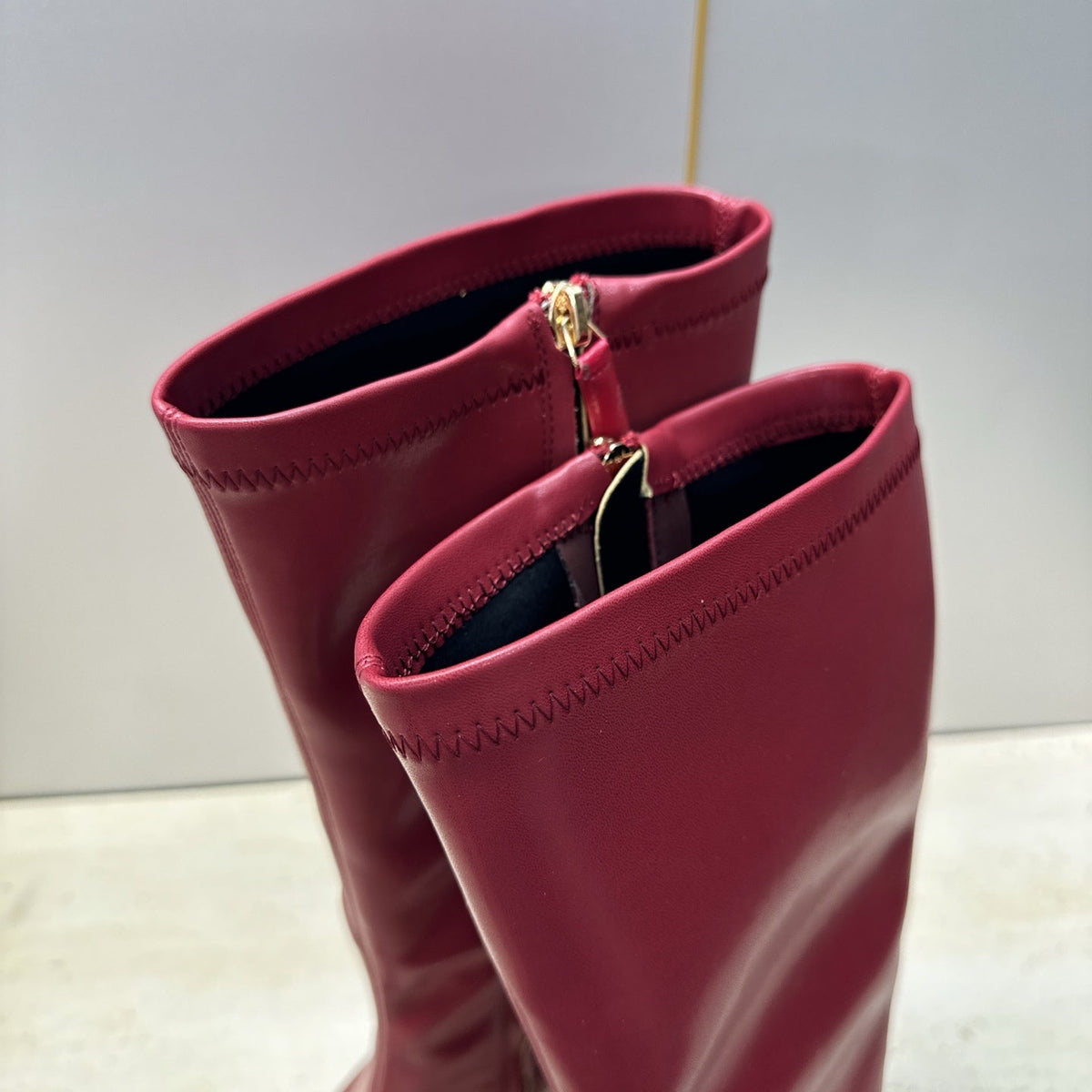 CC 26S Knee High Boots 9cm Red Lambskin Patent 118735