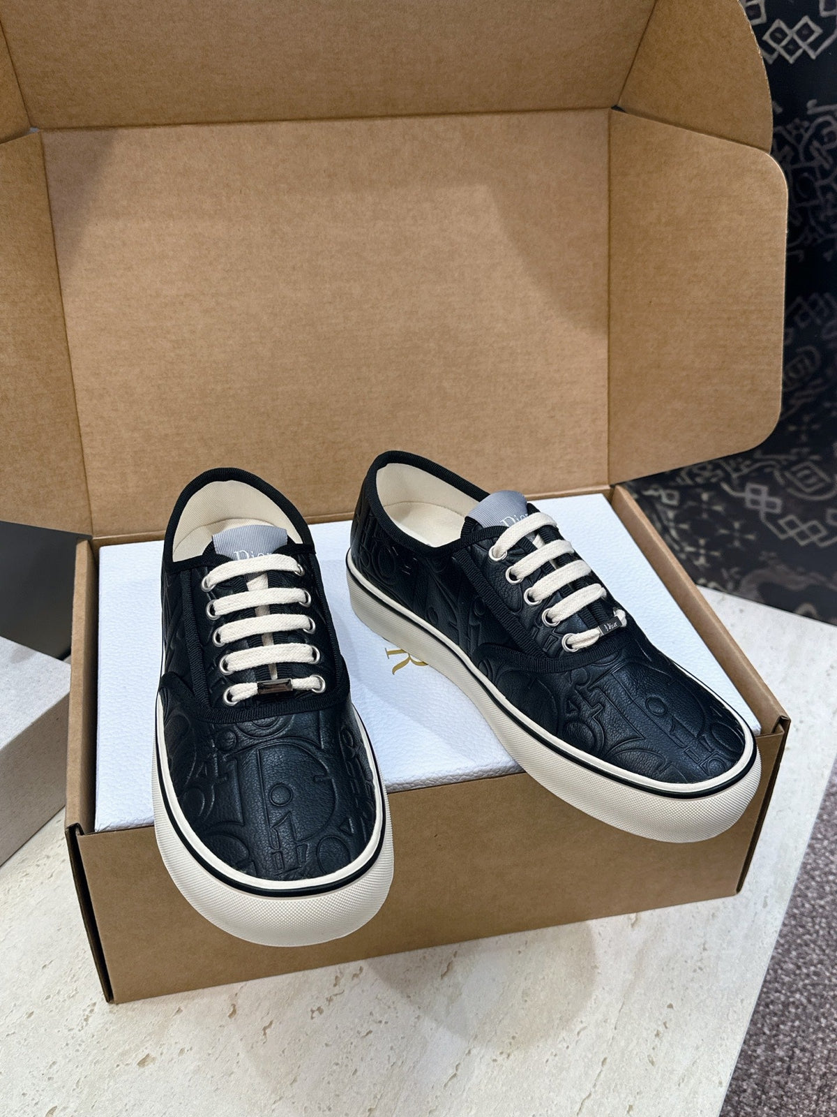 CD 26s Saltwind Sneakers Navy Blue Gravity Embossed Leather 118428